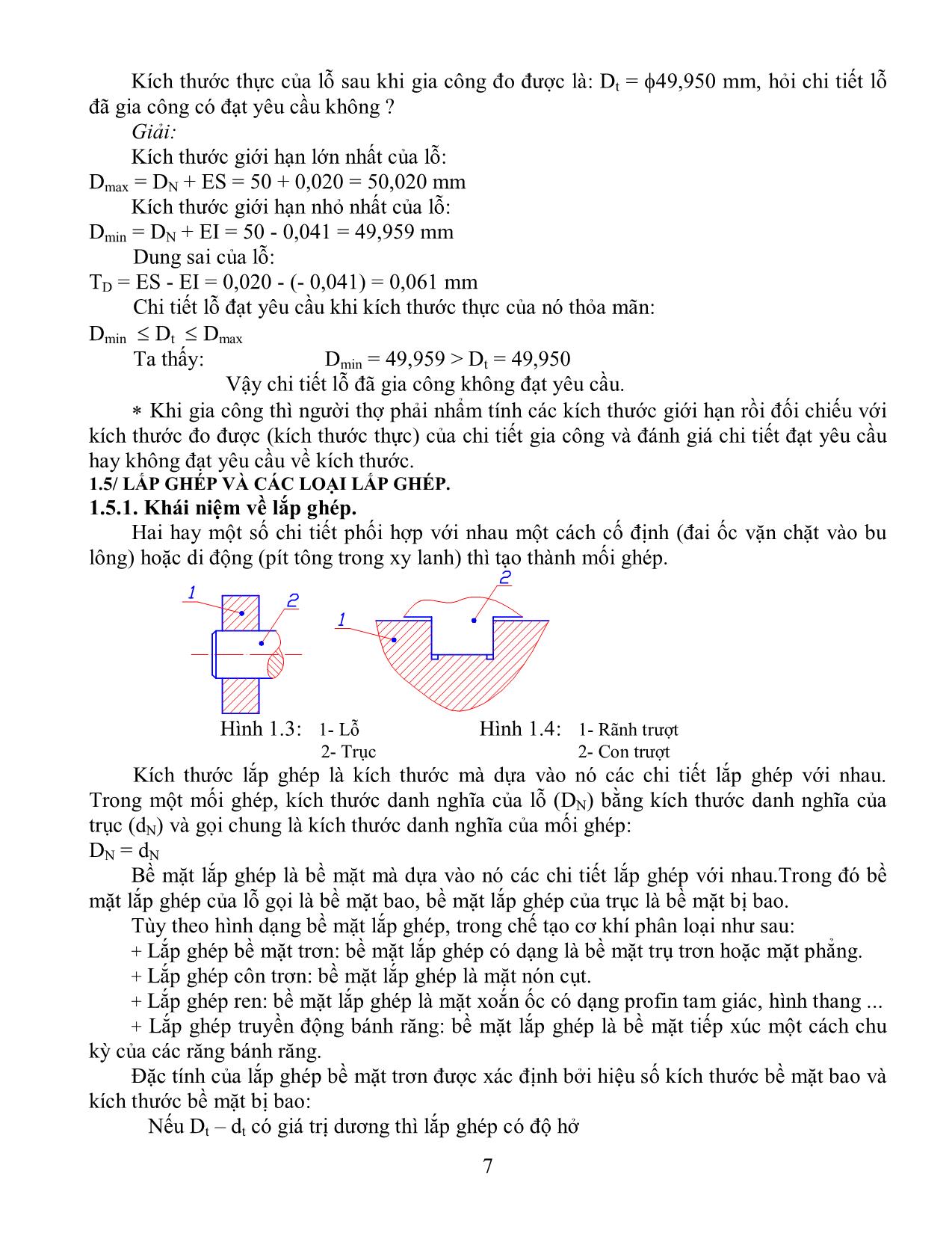 Giáo trình Dung sai lắp ghép và đo lường kỹ thuật trang 7