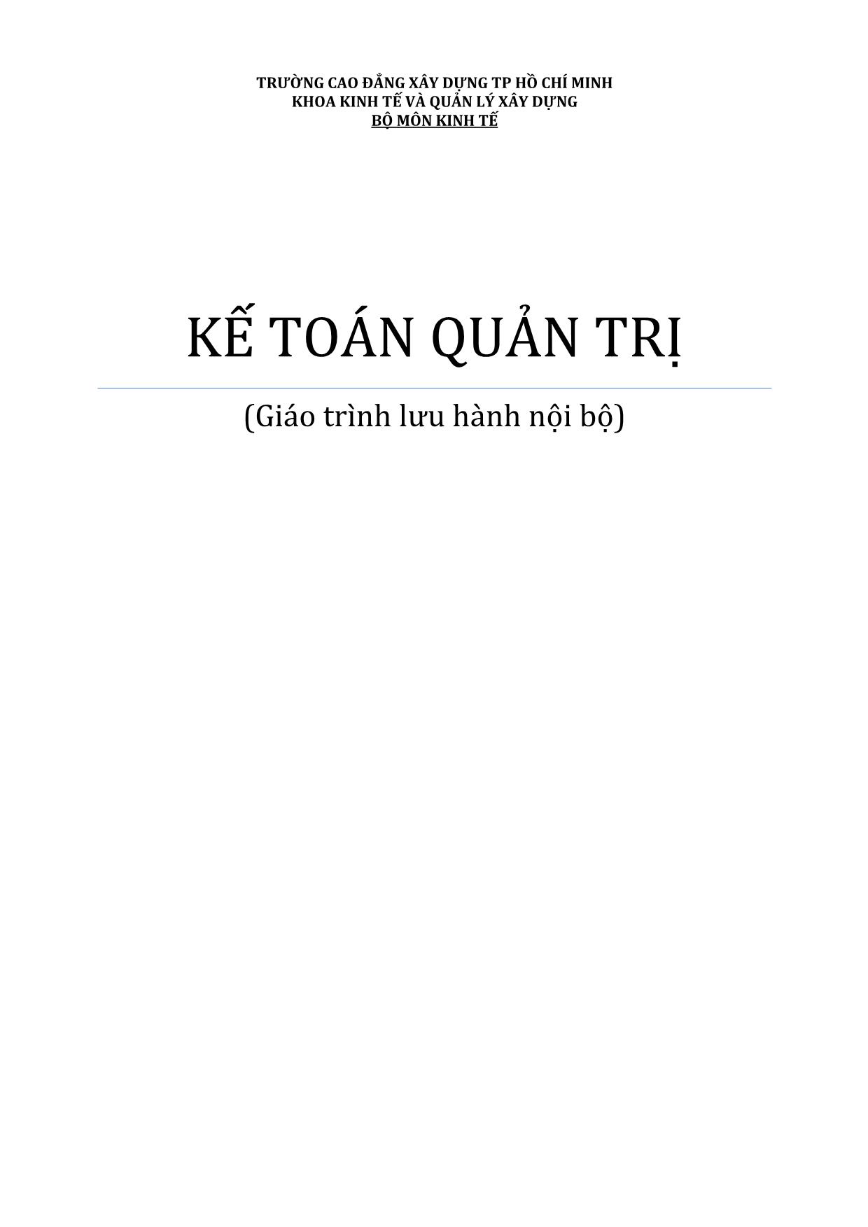 Giáo trình Kế toán quản trị (Mới nhất) trang 1