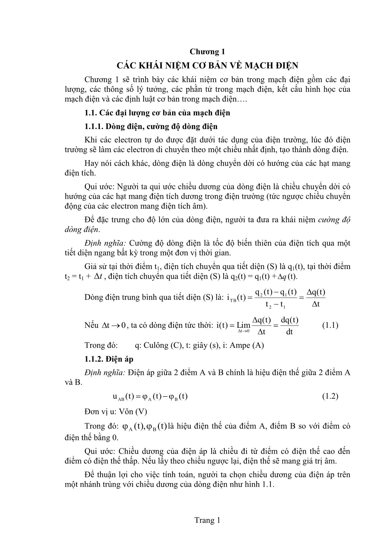 Giáo trình Mạch điện (Phần 1) trang 6