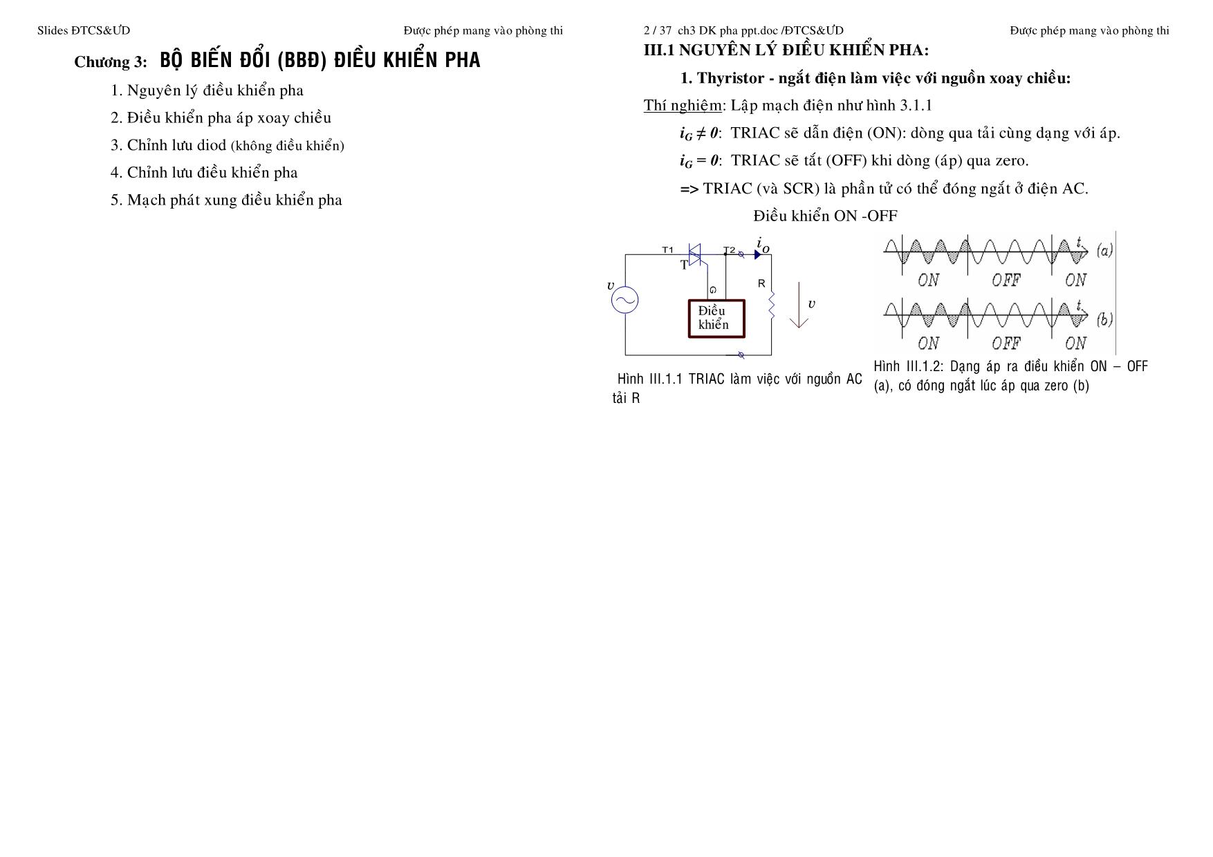 Giáo trình Mạch điện tử công suất và ứng dụng - Chương 3: Bộ biến đổi điều khiển pha trang 1