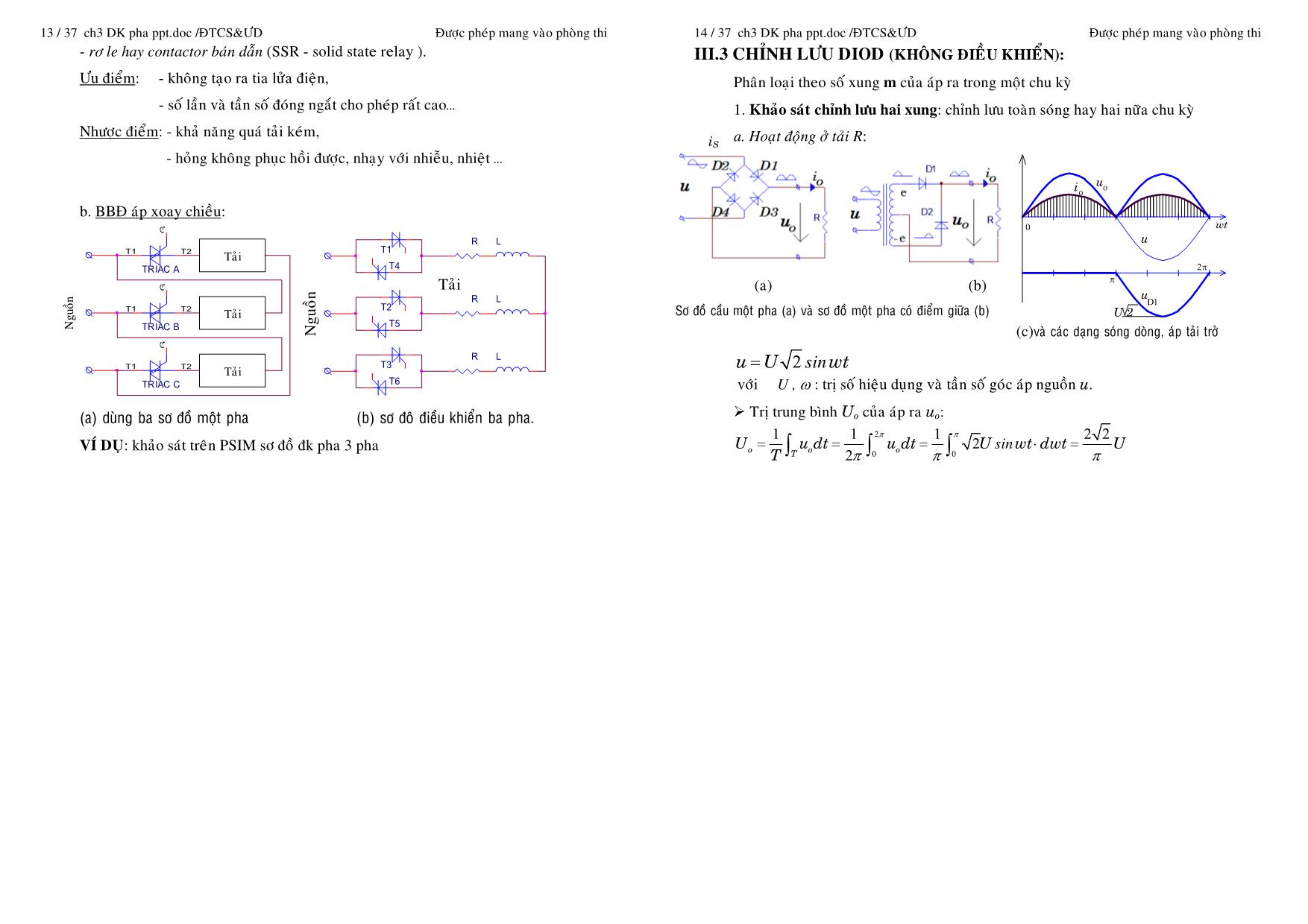 Giáo trình Mạch điện tử công suất và ứng dụng - Chương 3: Bộ biến đổi điều khiển pha trang 7