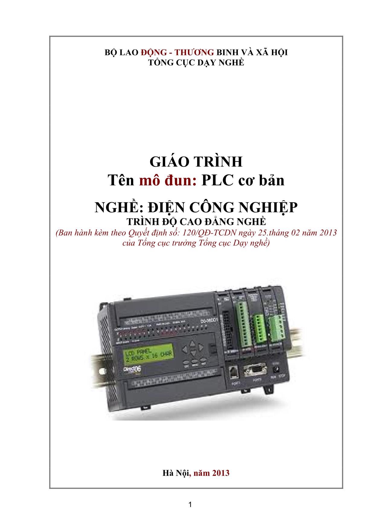 Giáo trình Mô đun 30: PLC cơ bản - Điện công nghiệp trang 1