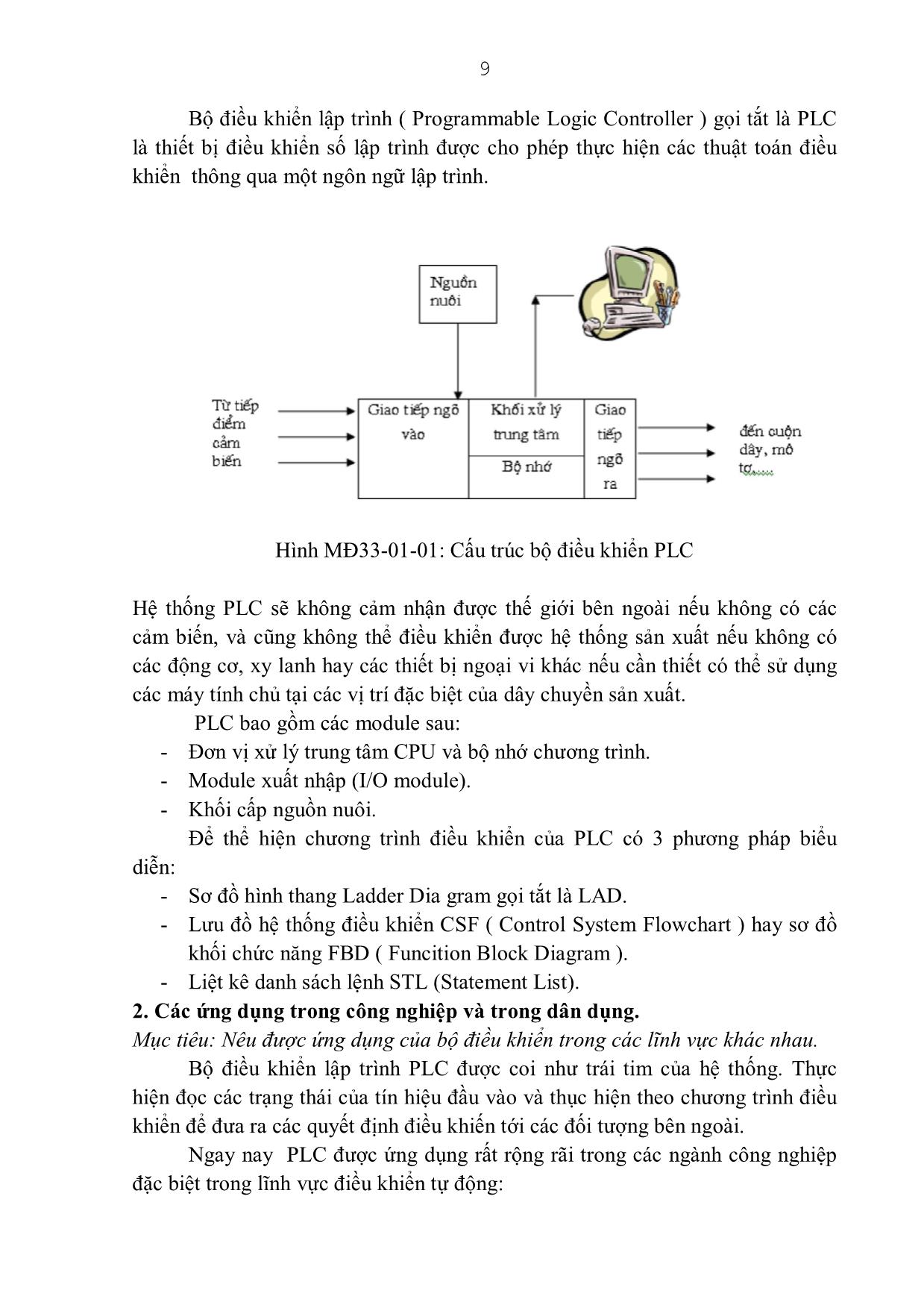 Giáo trình Mô đun Chuyên đề lập trình cỡ nhỏ - Điện công nghiệp trang 9