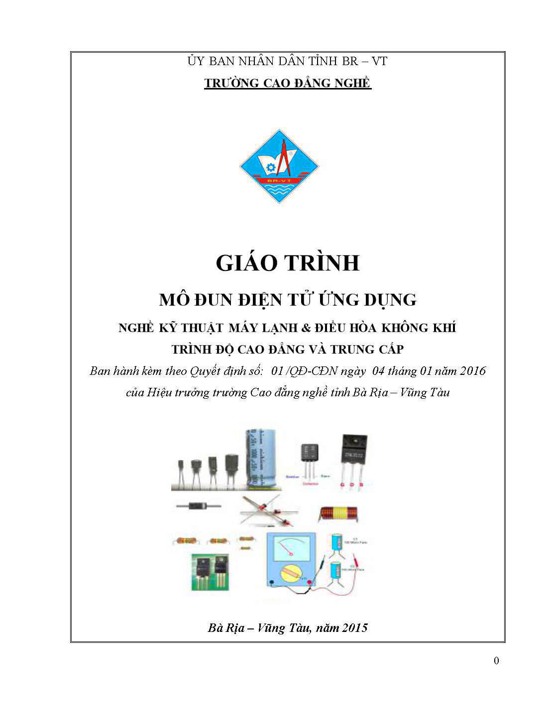 Giáo trình Mô đun Điện tử ứng dụng - Nghề kỹ thuật máy lạnh và điều hòa không khí trang 1