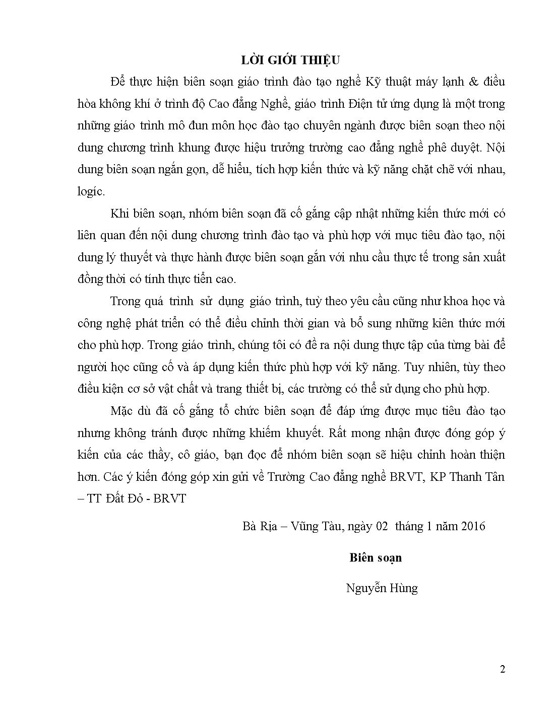 Giáo trình Mô đun Điện tử ứng dụng - Nghề kỹ thuật máy lạnh và điều hòa không khí trang 3