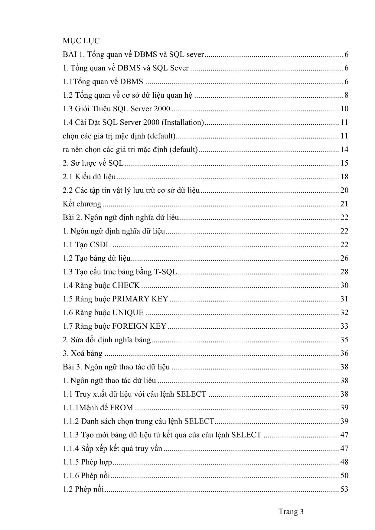 Giáo trình mô đun Hệ quản trị cơ sở dữ liệu SQL trang 2