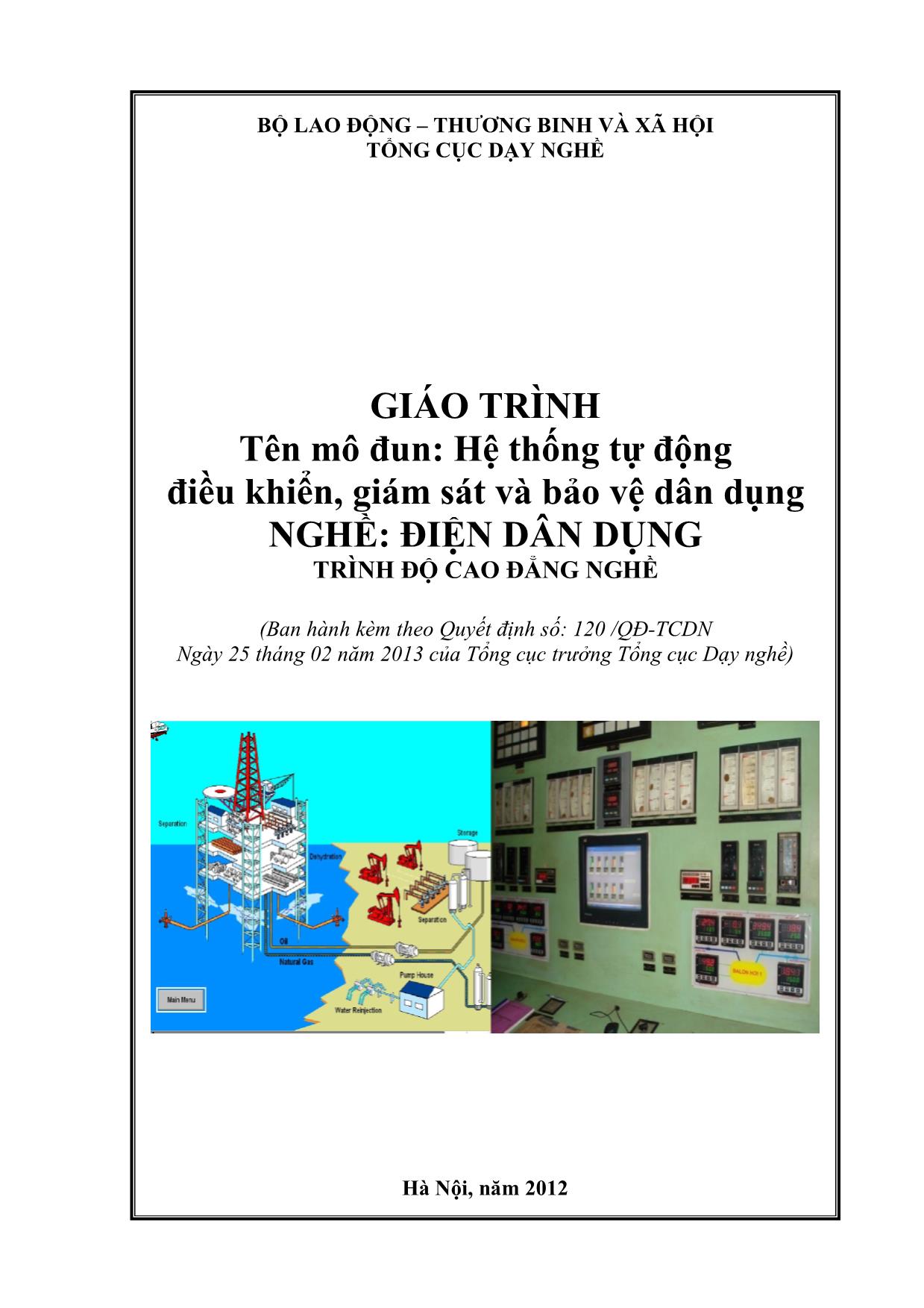 Giáo trình Mô đun Hệ thống tự động điều khiển, giám sát và bảo vệ dân dụng - Điện dân dụng trang 1