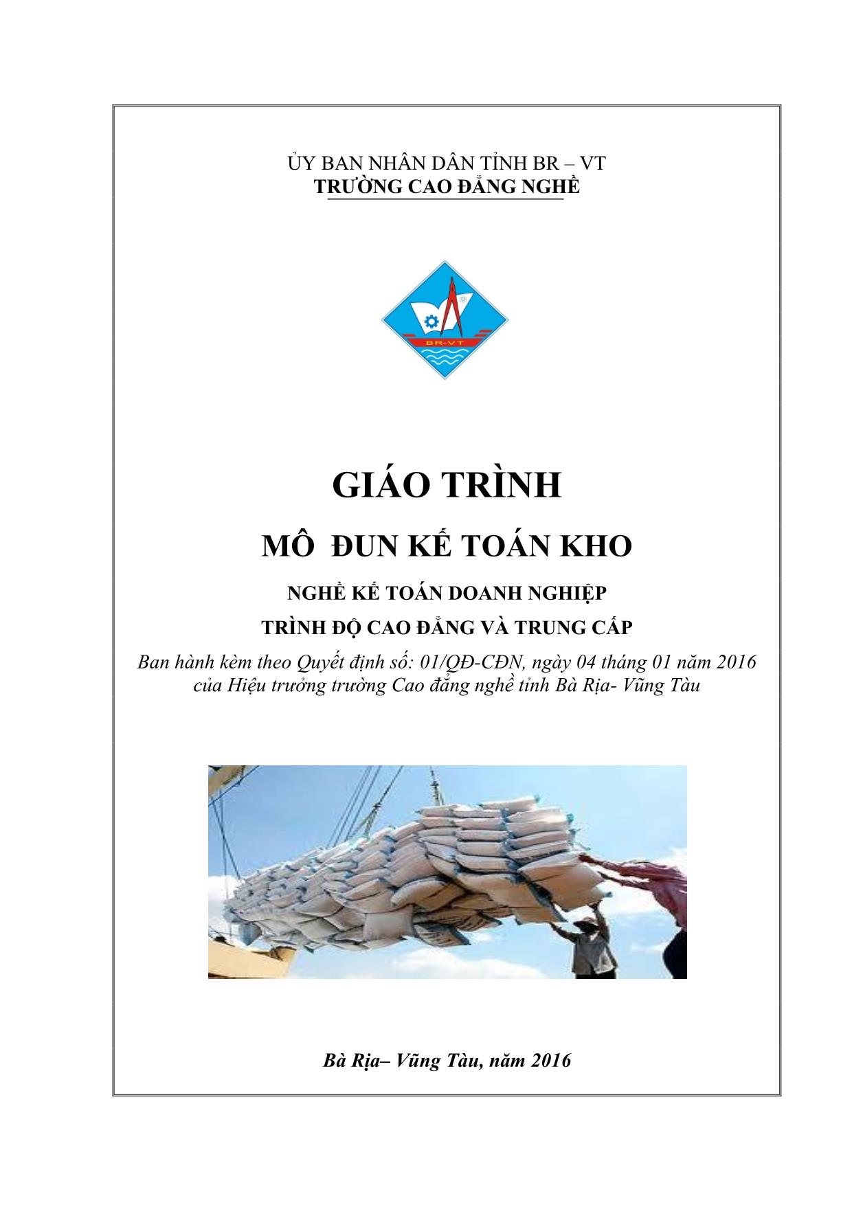 Giáo trình mô đun Kế toán kho trang 1