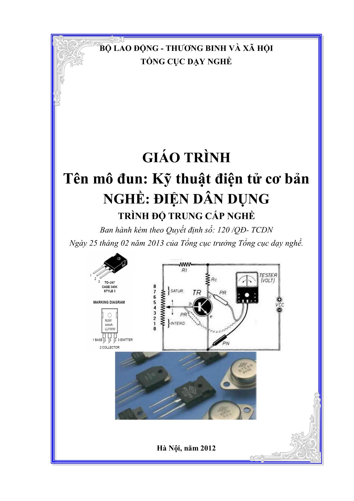 Giáo trình Mô đun Kỹ thuật điện tử cơ bản - Điện dân dụng trang 1