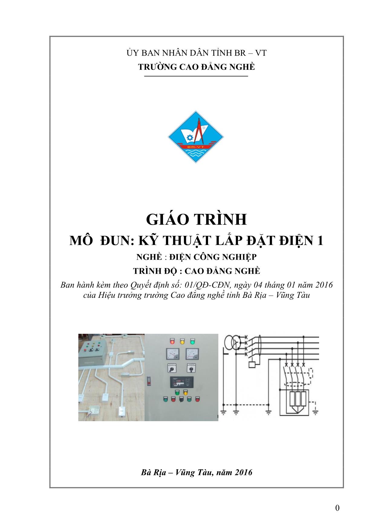 Giáo trình Mô đun Kỹ thuật lắp đặt điện 1 - Điện công nghiệp trang 1