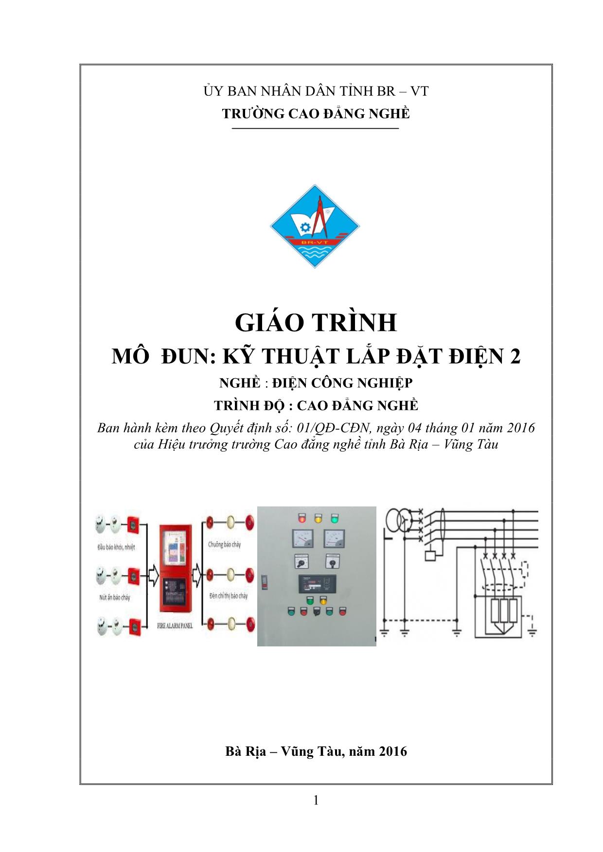 Giáo trình Mô đun Kỹ thuật lắp đặt điện 2 - Điện công nghiệp trang 1