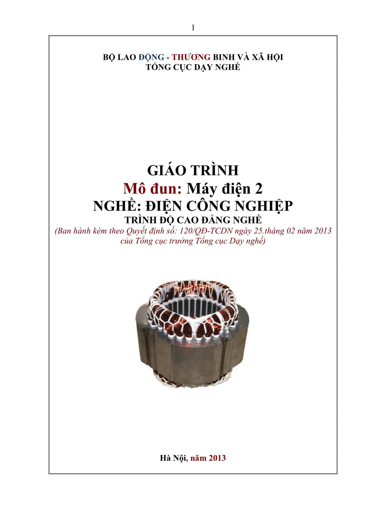 Giáo trình Mô đun Máy điện 2 - Điện công nghiệp trang 1