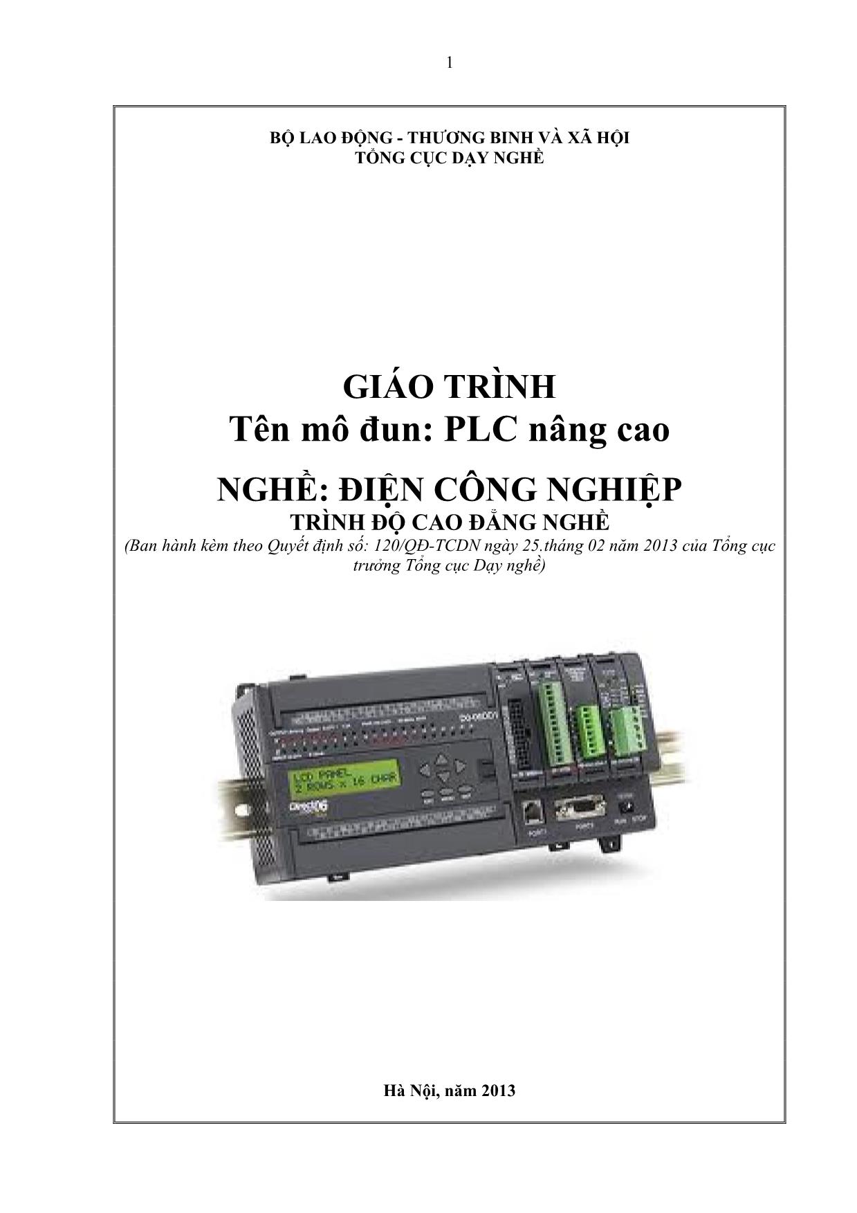 Giáo trình Mô đun PLC nâng cao - Điện công nghiệp trang 1