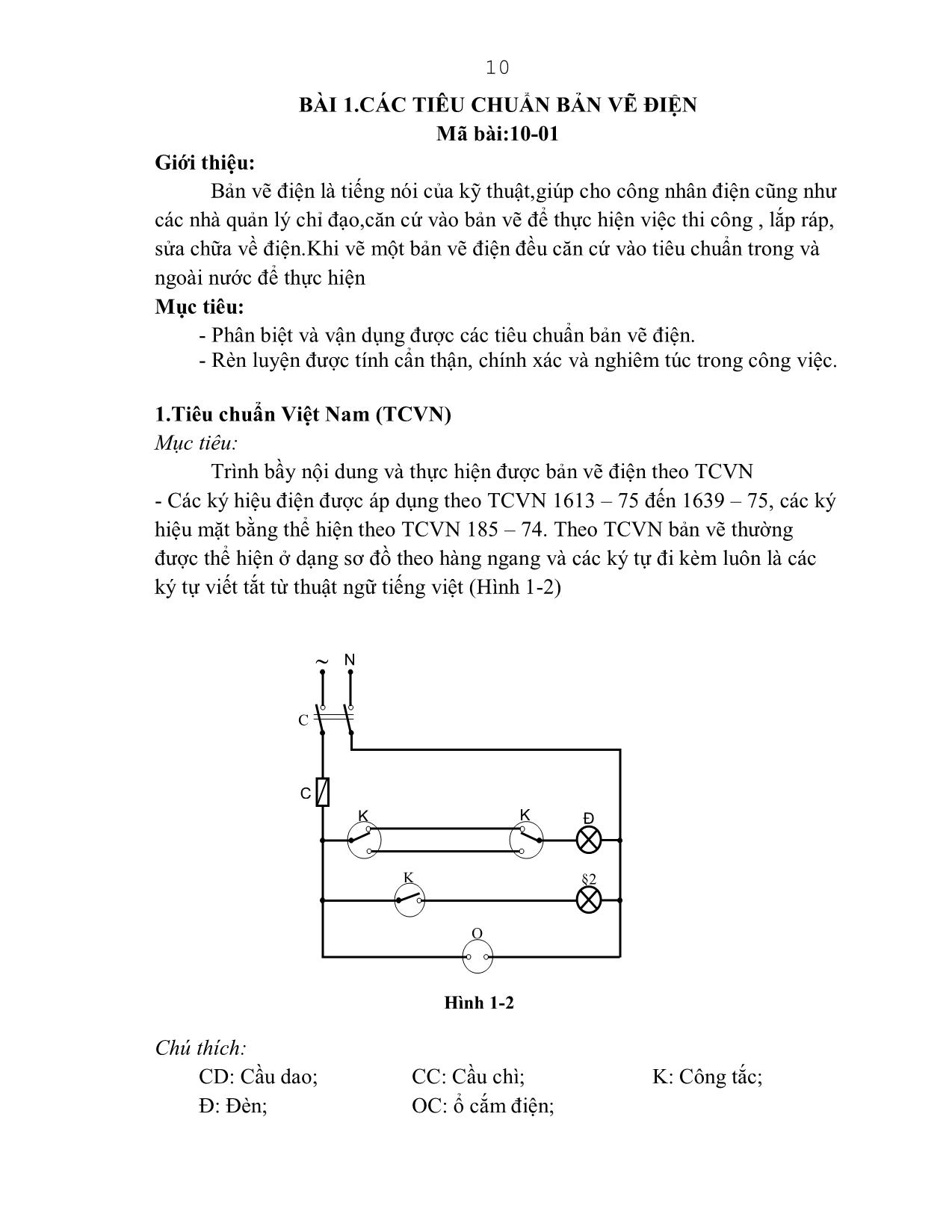 Giáo trình Mô đun Vẽ điện - Điện công nghiệp trang 10