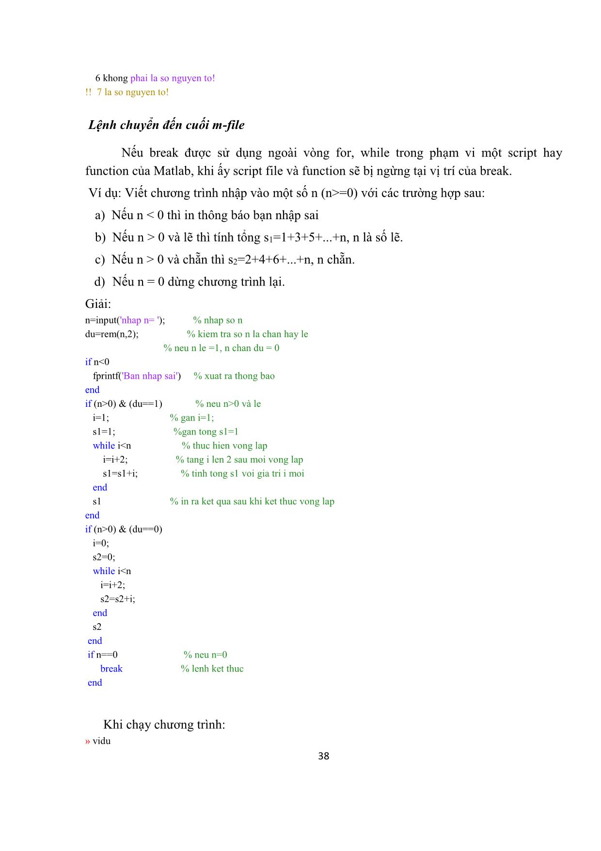 Giáo trình Mô phỏng Matlap - Chương 4: Các lệnh điều khiển trong Matlab trang 8