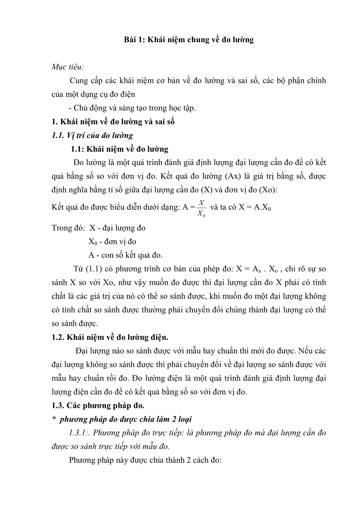Giáo trình môn Đo lường điện trang 4