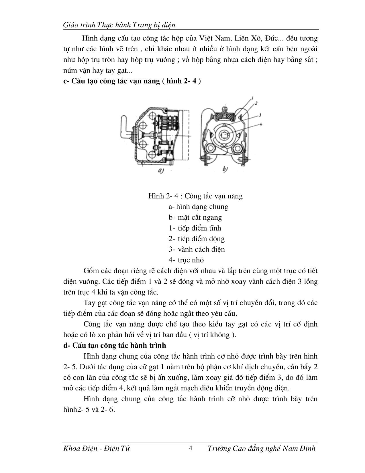 Giáo trình môn Thực hành trang bị điện trang 4