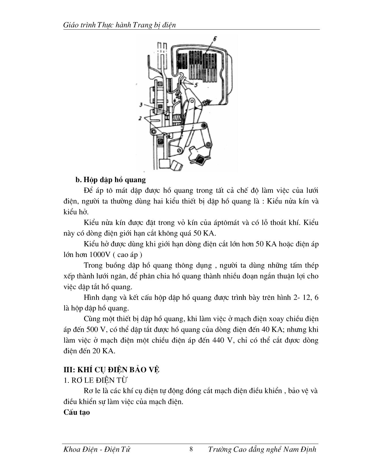 Giáo trình môn Thực hành trang bị điện trang 8