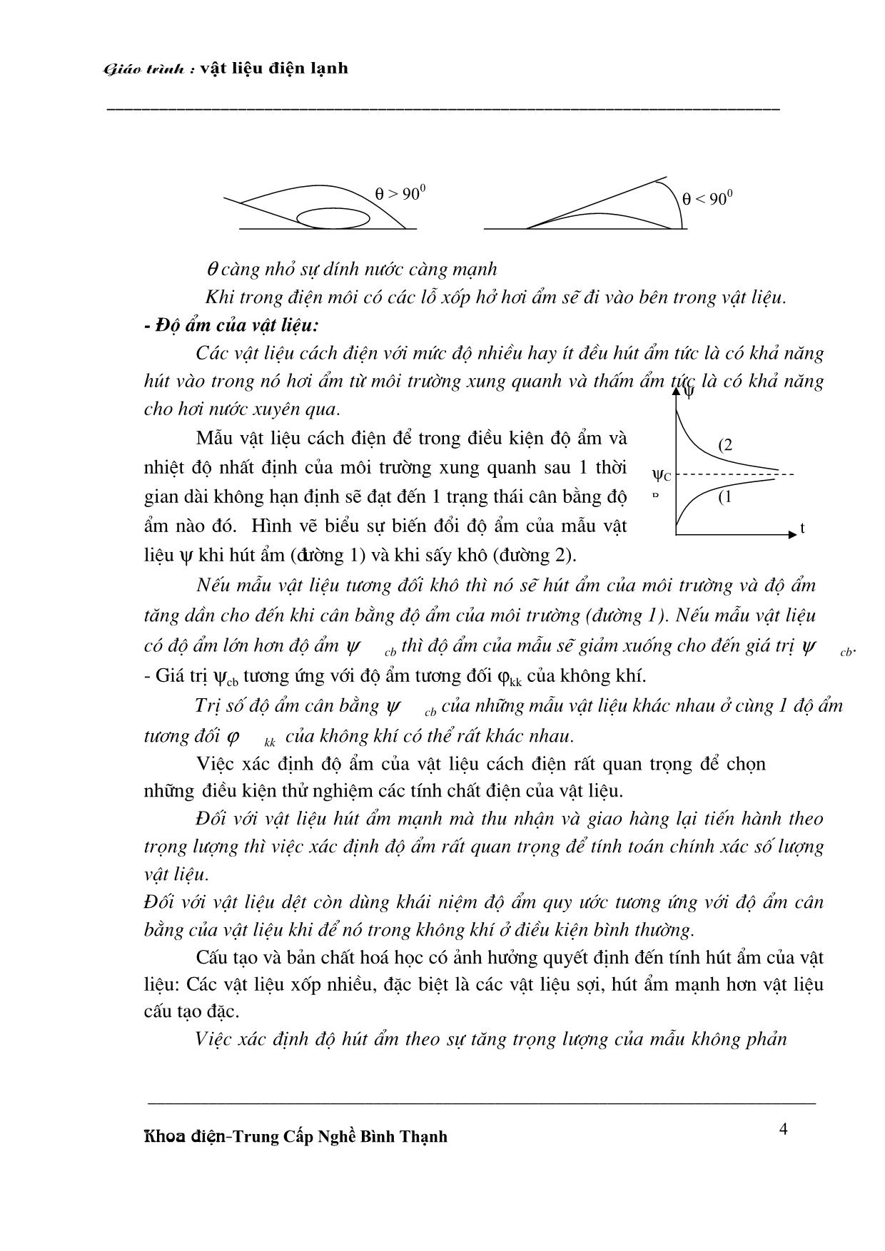 Giáo trình môn Vật liệu điện lạnh trang 4
