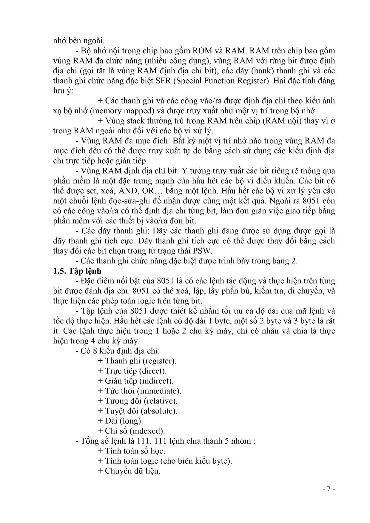 Giáo trình môn Vi điều khiển trang 8