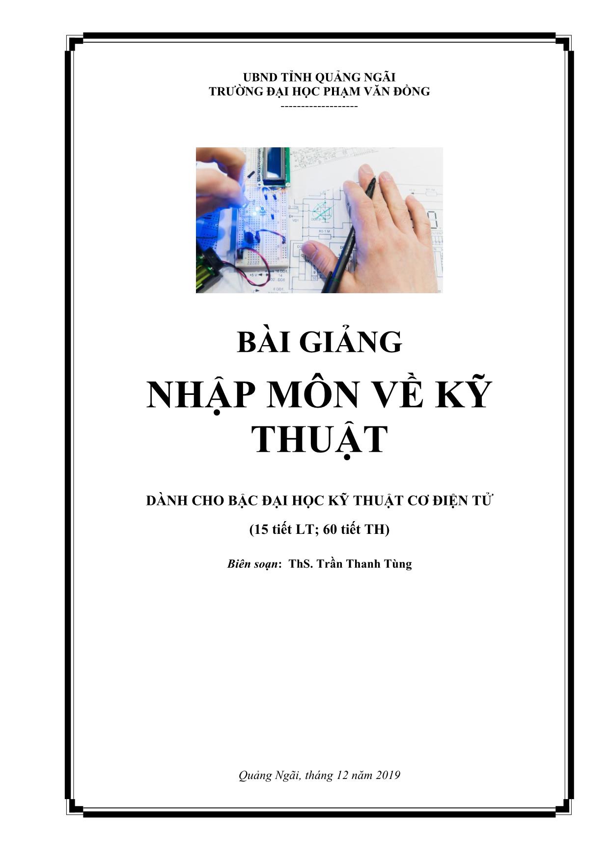 Giáo trình Nhập môn về kỹ thuật (Phần 1) trang 1