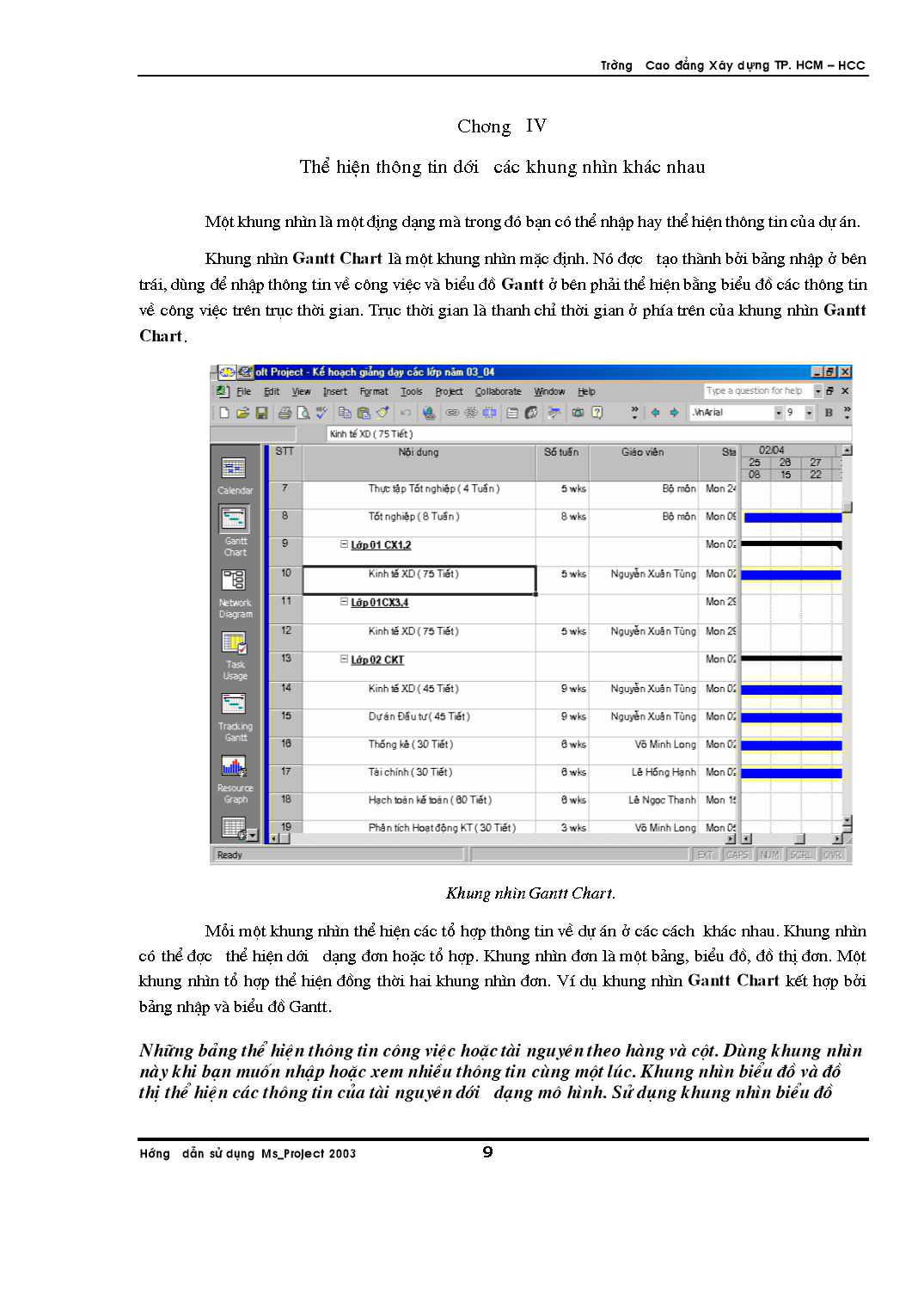 Giáo trình Phần mềm Project trang 9