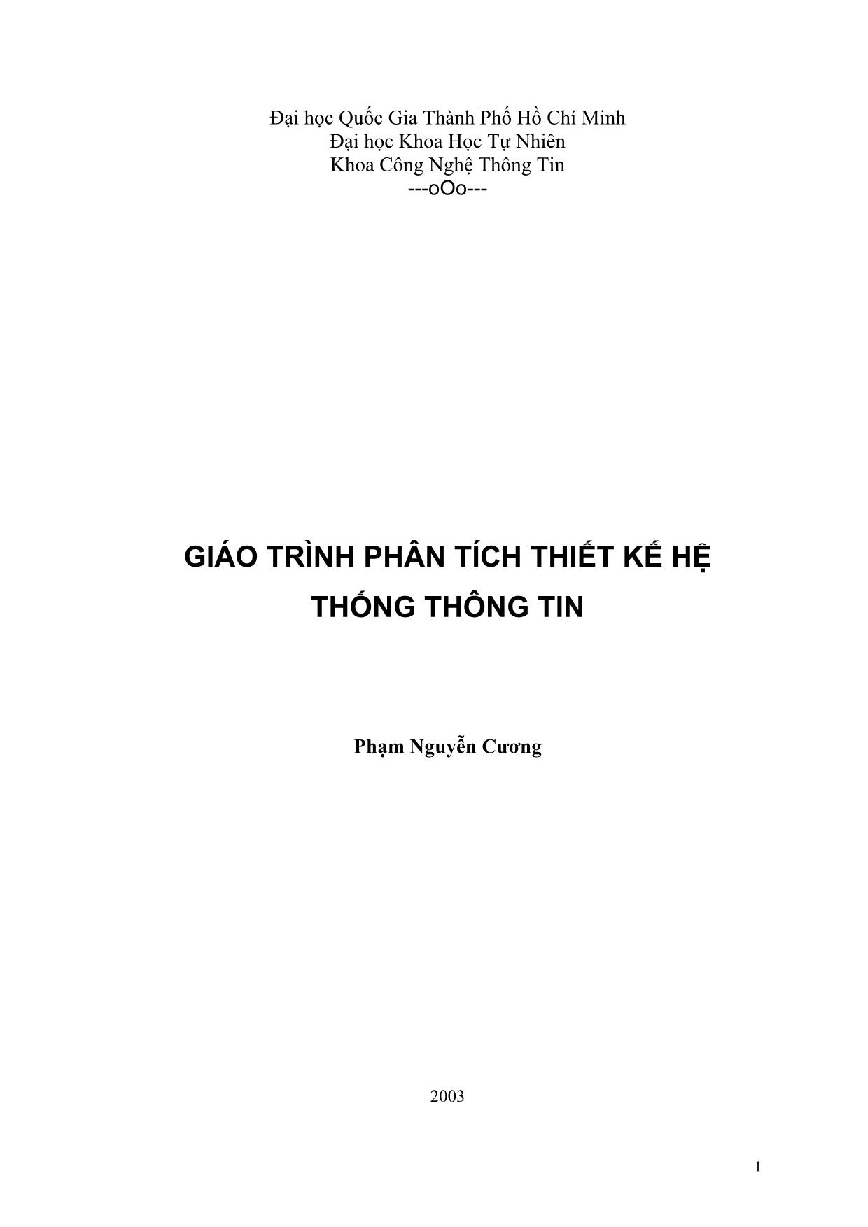 Giáo trình Phân tích thiết kế hệ thống thông tin (Phần 1) trang 1