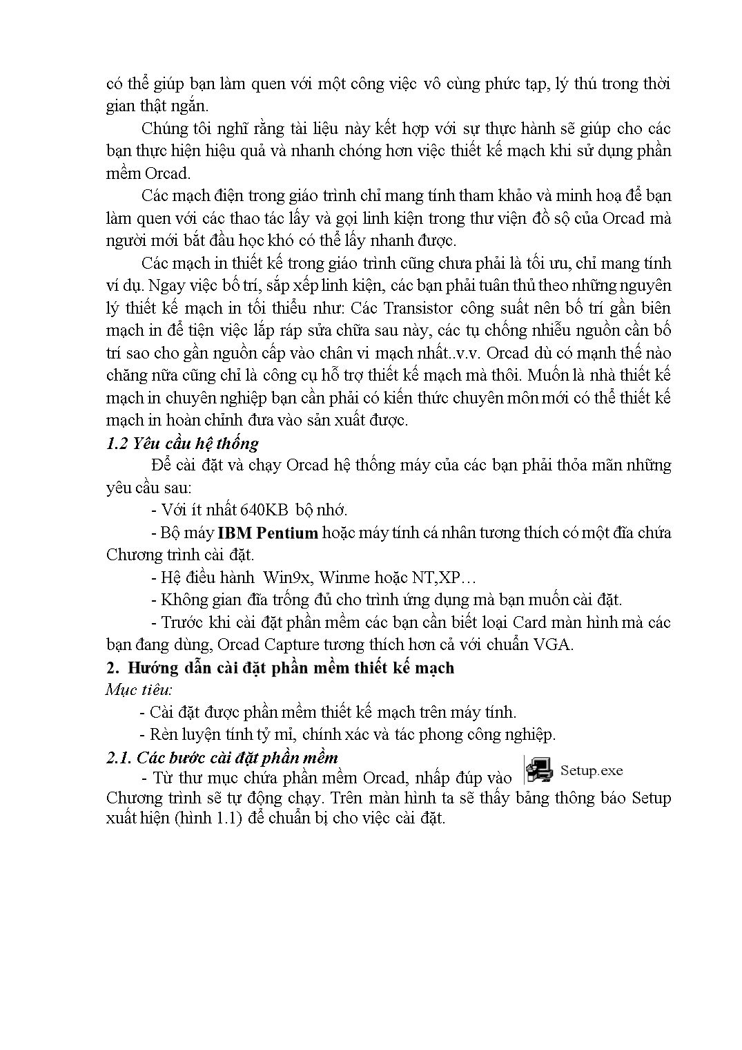 Giáo trình Thiết kế mạch điện tử bằng máy vi tính trang 8