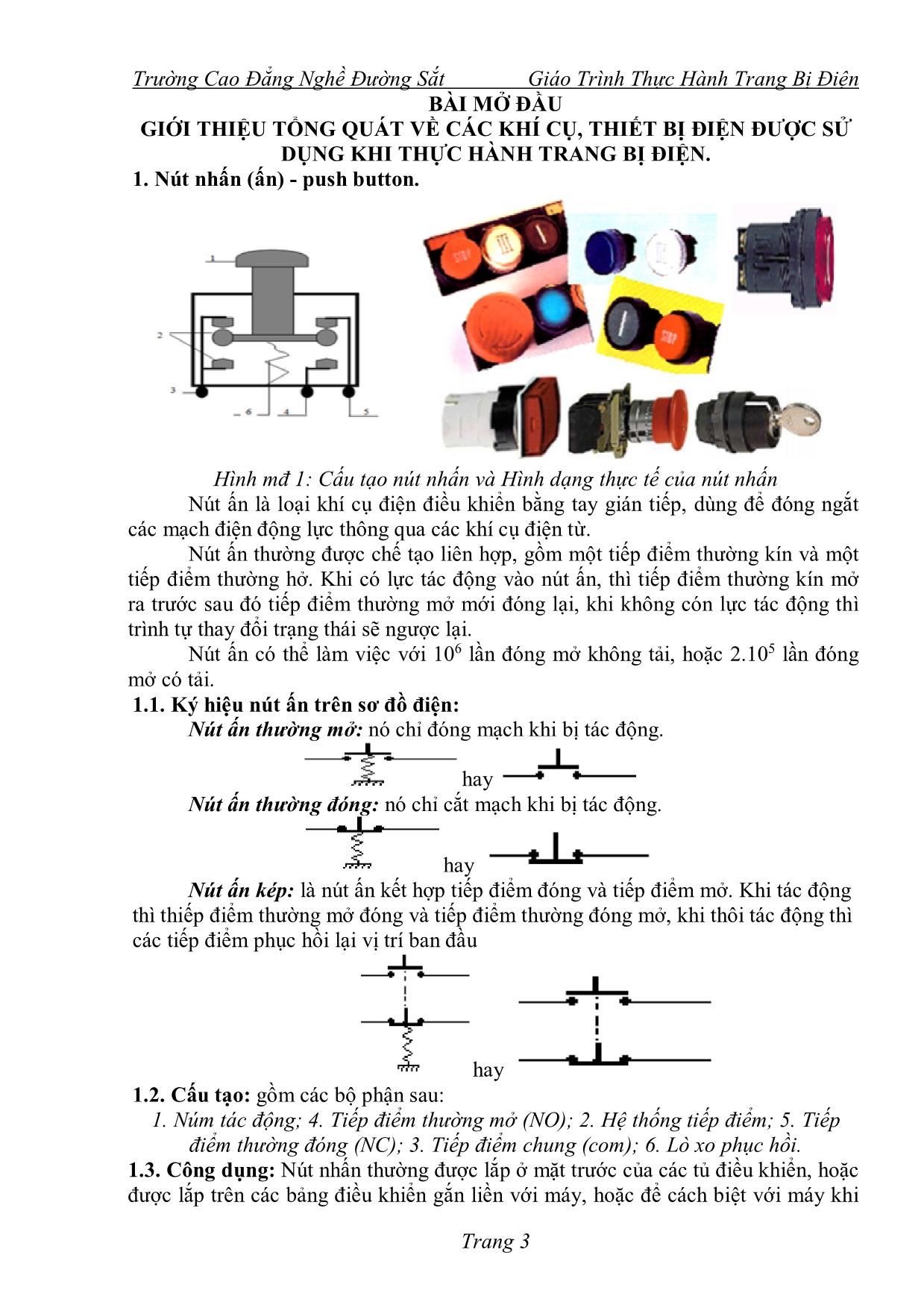 Giáo trình Thực hành trang bị điện (Phần 1) trang 1
