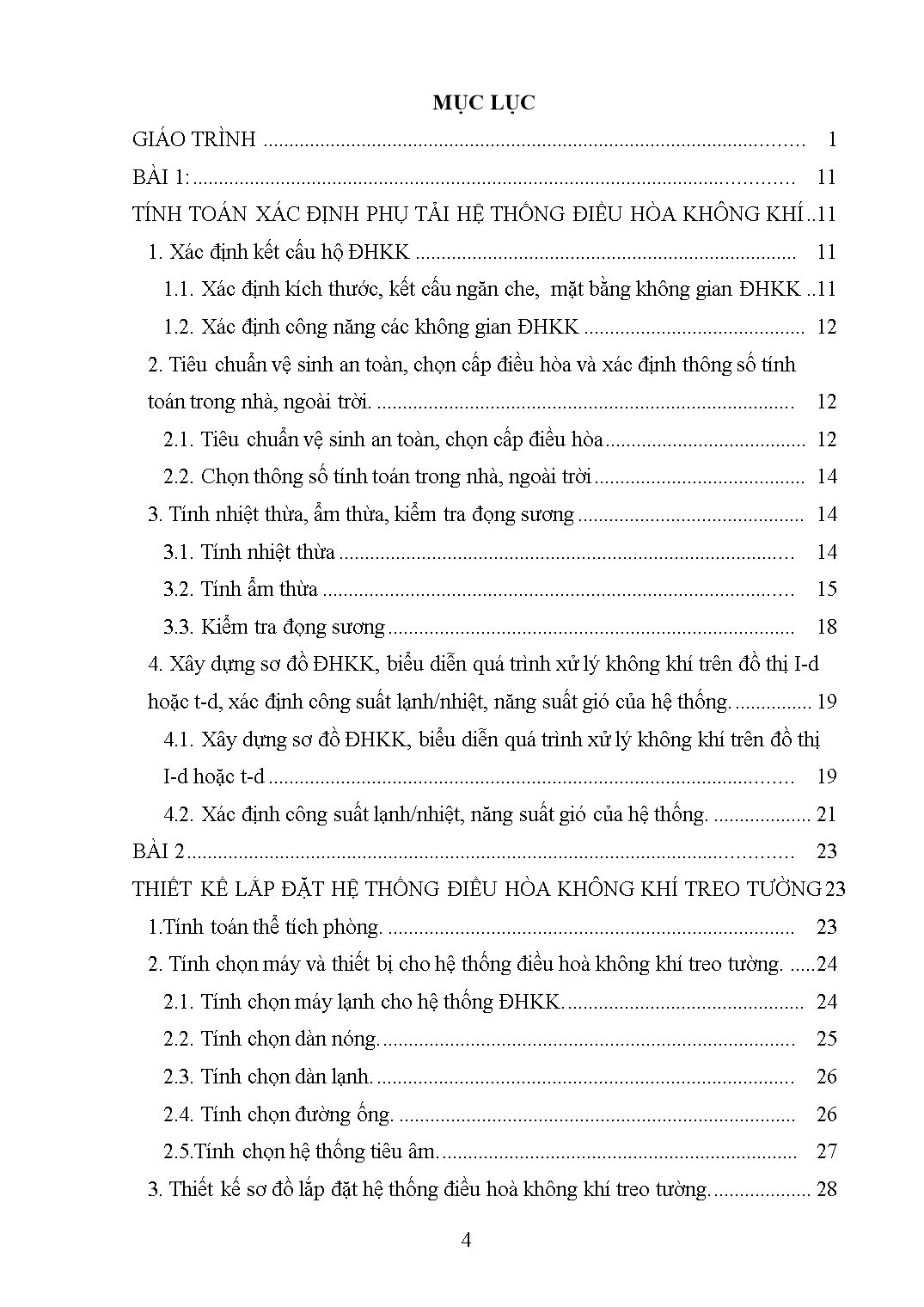 Giáo trình Tính toán thiết kế hệ thống điều hòa không khí - Kỹ thuật máy lạnh và điều hòa không khí trang 4