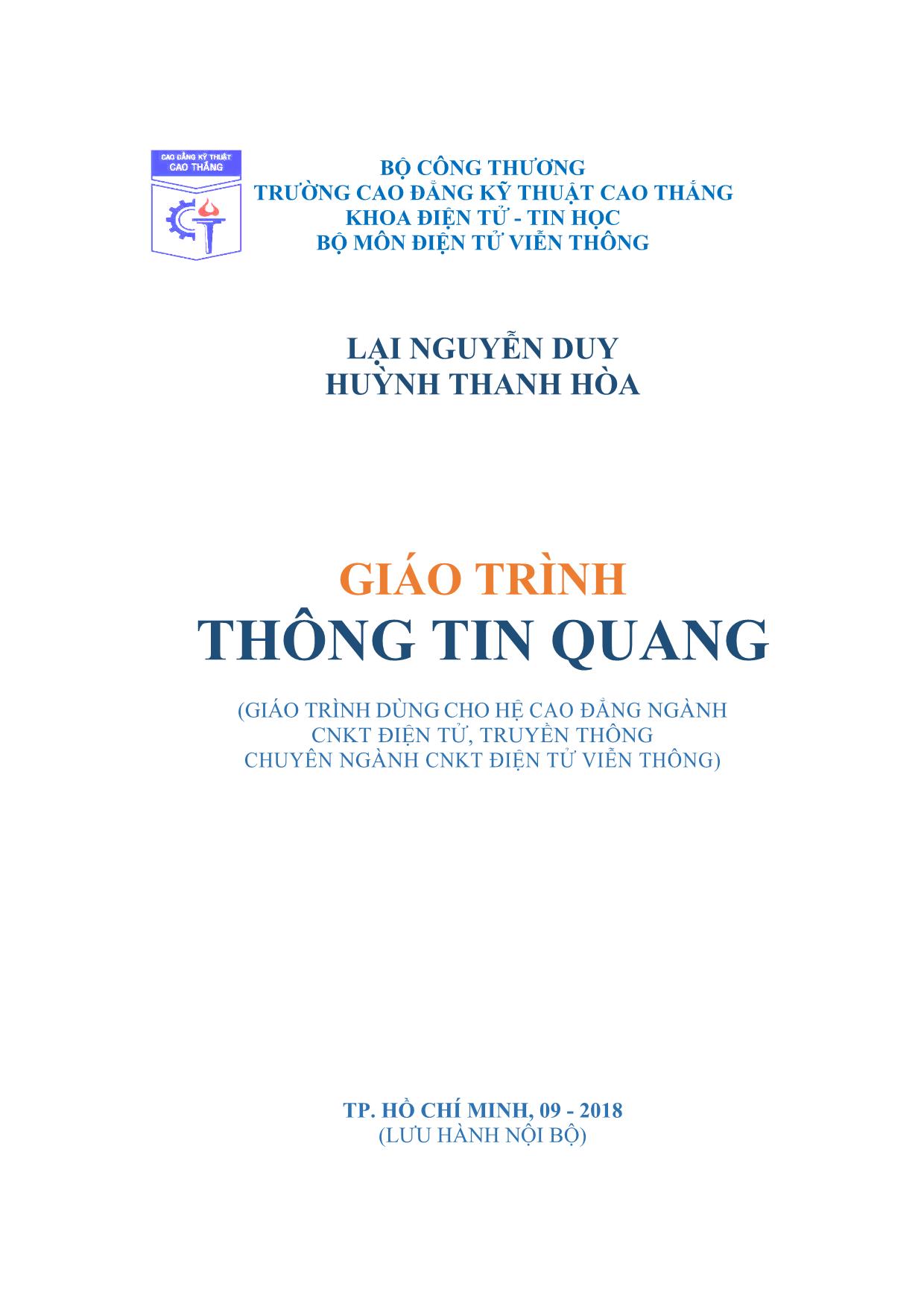 Giáo trình Tông tin quang (Phần 1) trang 1