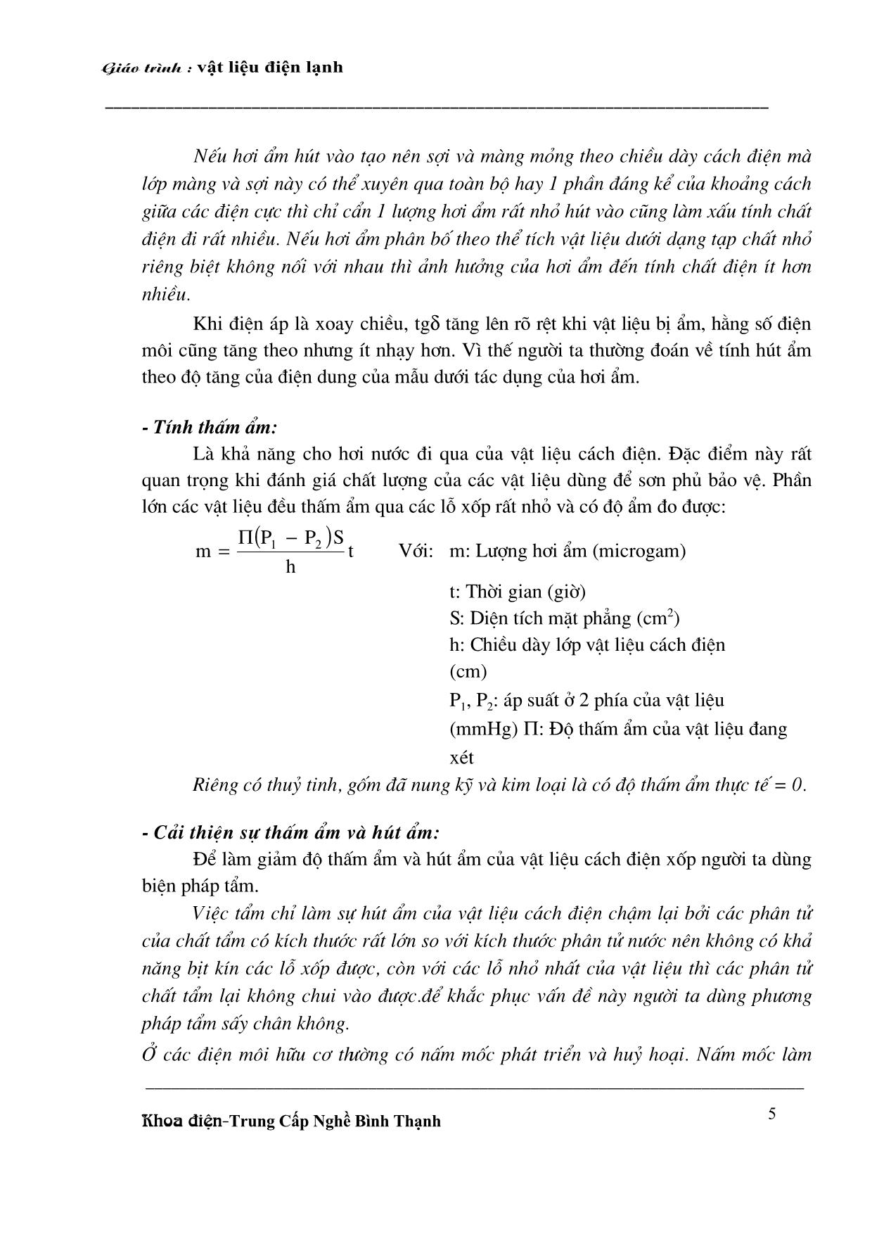 Giáo trình Vật liệu điện lạnh (Phần 1) trang 5