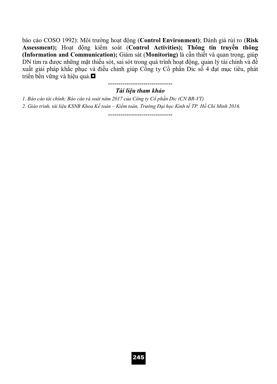 Góc nhìn và hiệu quả đạt được khi áp dụng kiểm soát nội bộ của Công ty Cổ phần DIC Số 4 trang 6