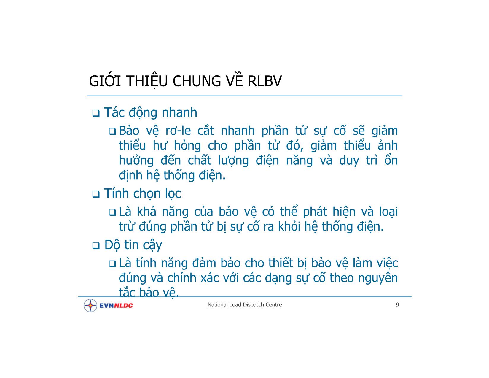 Hệ thống rơ le bảo vệ và TĐH trên hệ thống điện quốc gia trang 9