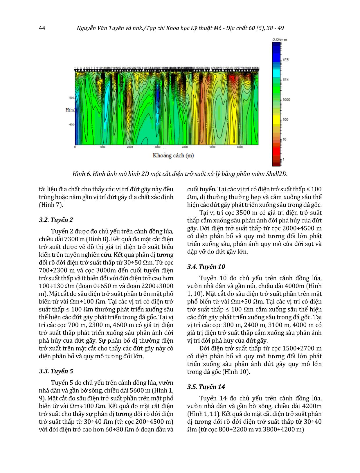 Hiệu quả phương pháp đo sâu từ tellua âm tần kết hợp đo mặt cắt điện trong xác định cấu trúc địa chất trẻ khu vực Quảng Nam, miền Trung Việt Nam trang 7