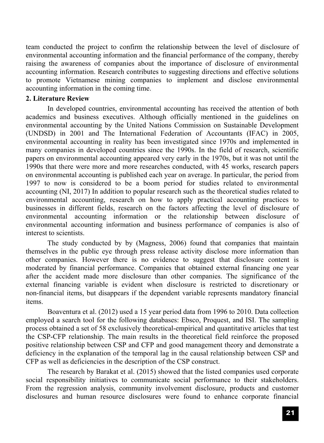 Impact of disclosure of environmental accounting information on financial performance: Negative or positive? trang 2