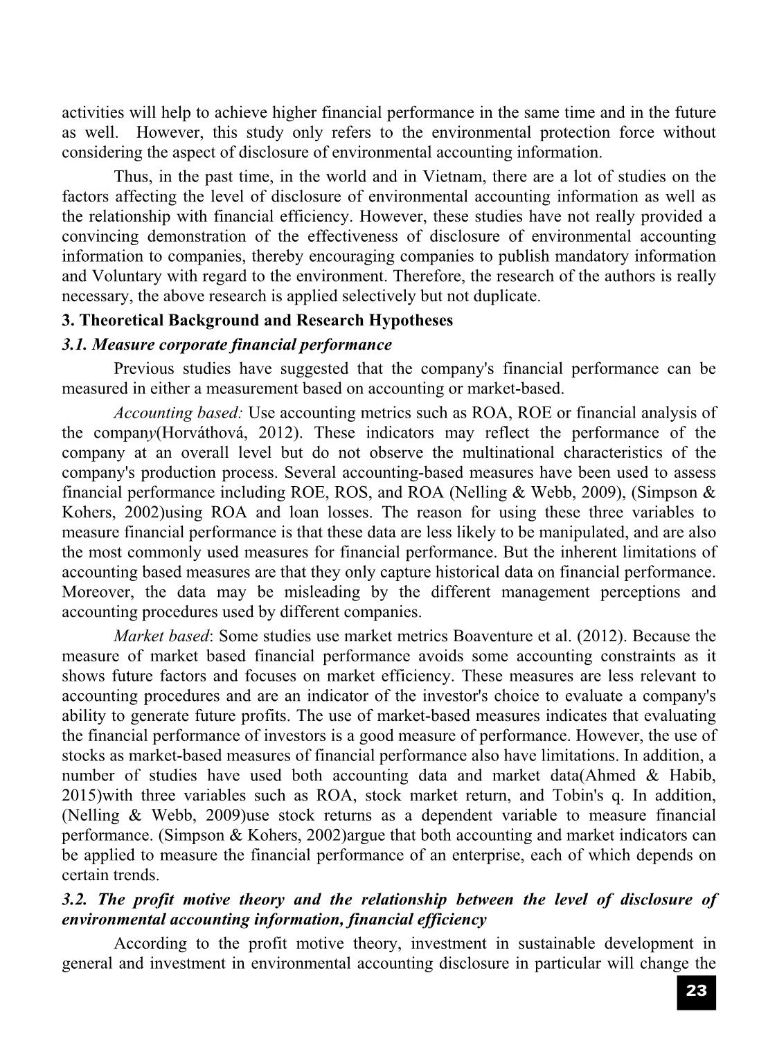 Impact of disclosure of environmental accounting information on financial performance: Negative or positive? trang 4