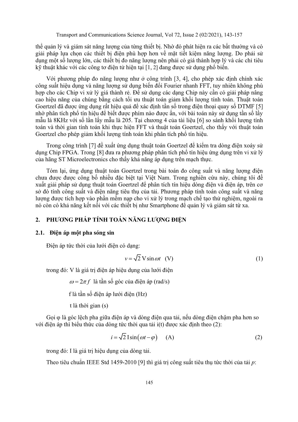 Improving computing efficiency in electric power measurement using goertzel algorithm trang 3