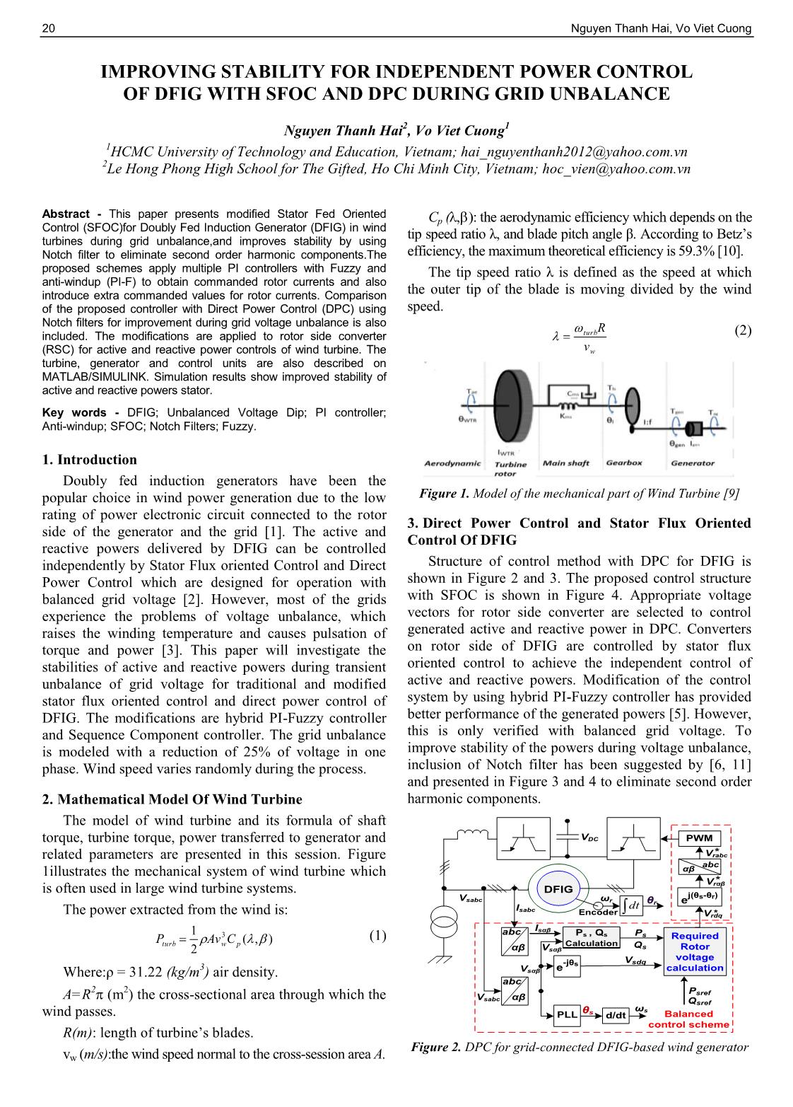 Improving stability for independent power control of dfig with sfoc and dpc during grid unbalance trang 1