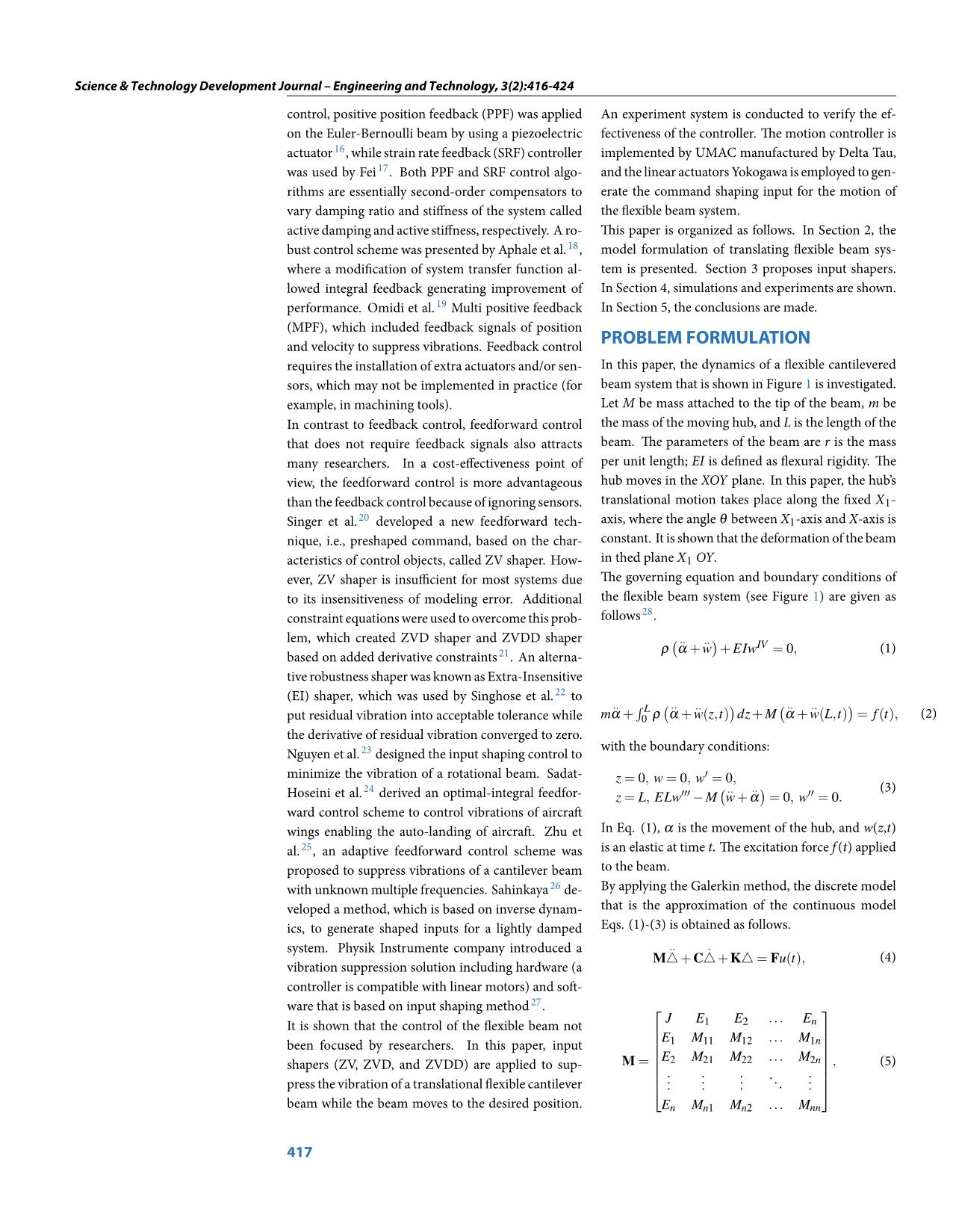 Input shaping control of a flexible cantilever beam excited by a moving hub trang 2