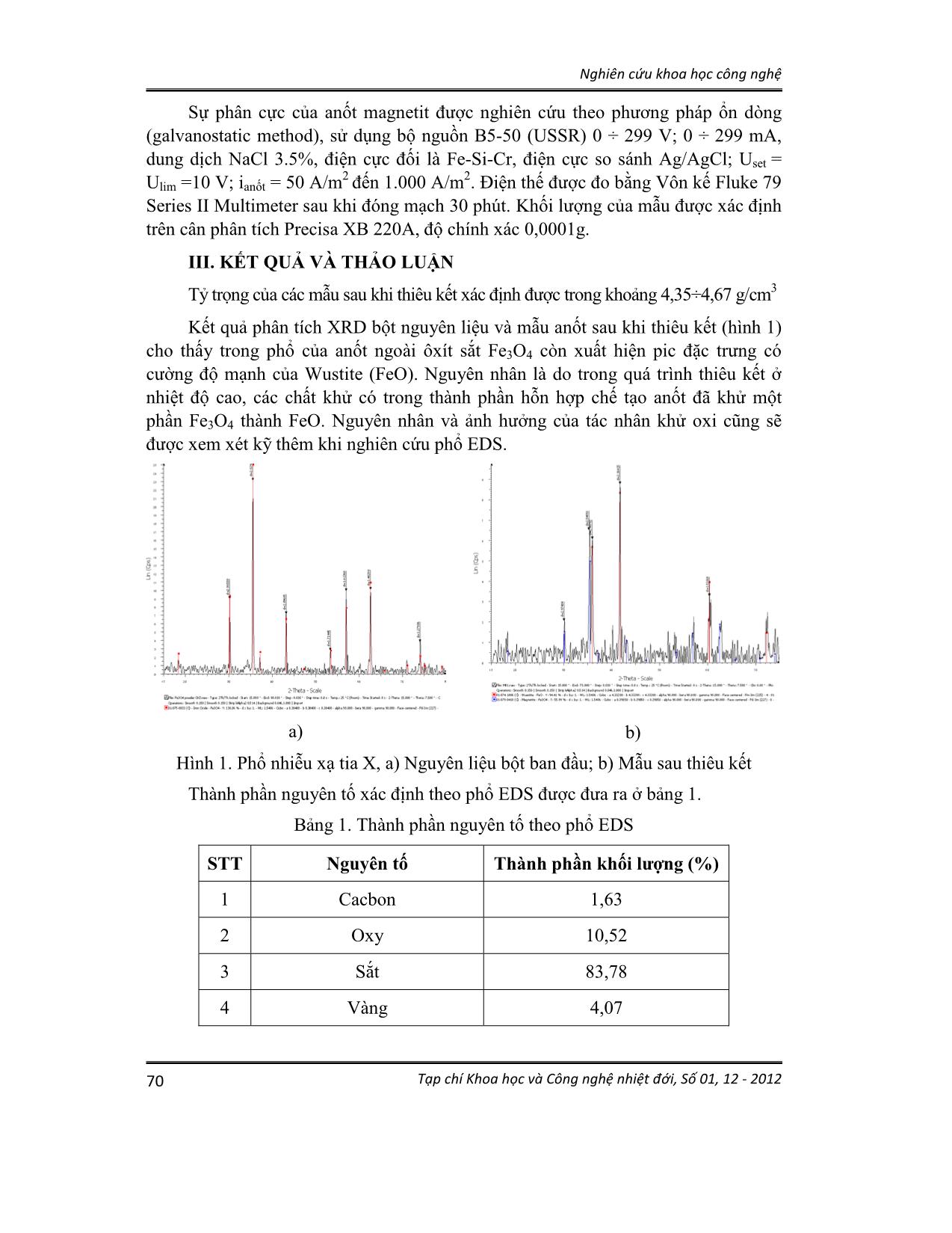 Khảo sát một số tính chất điện hoá của anốt magnetit được chế tạo theo phương pháp luyện kim bột trang 2