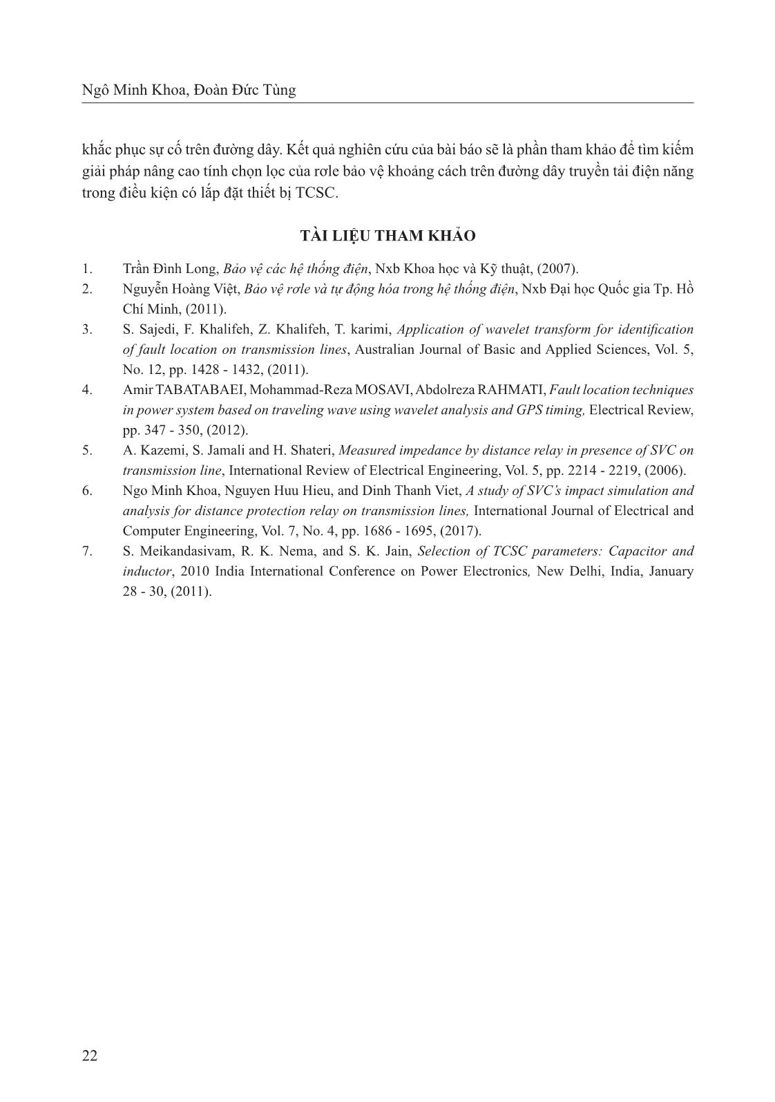 Nghiên cứu ảnh hưởng của thiết bị TCSC đến rơle bảo vệ khoảng cách trên đường dây truyền tải điện năng trang 10