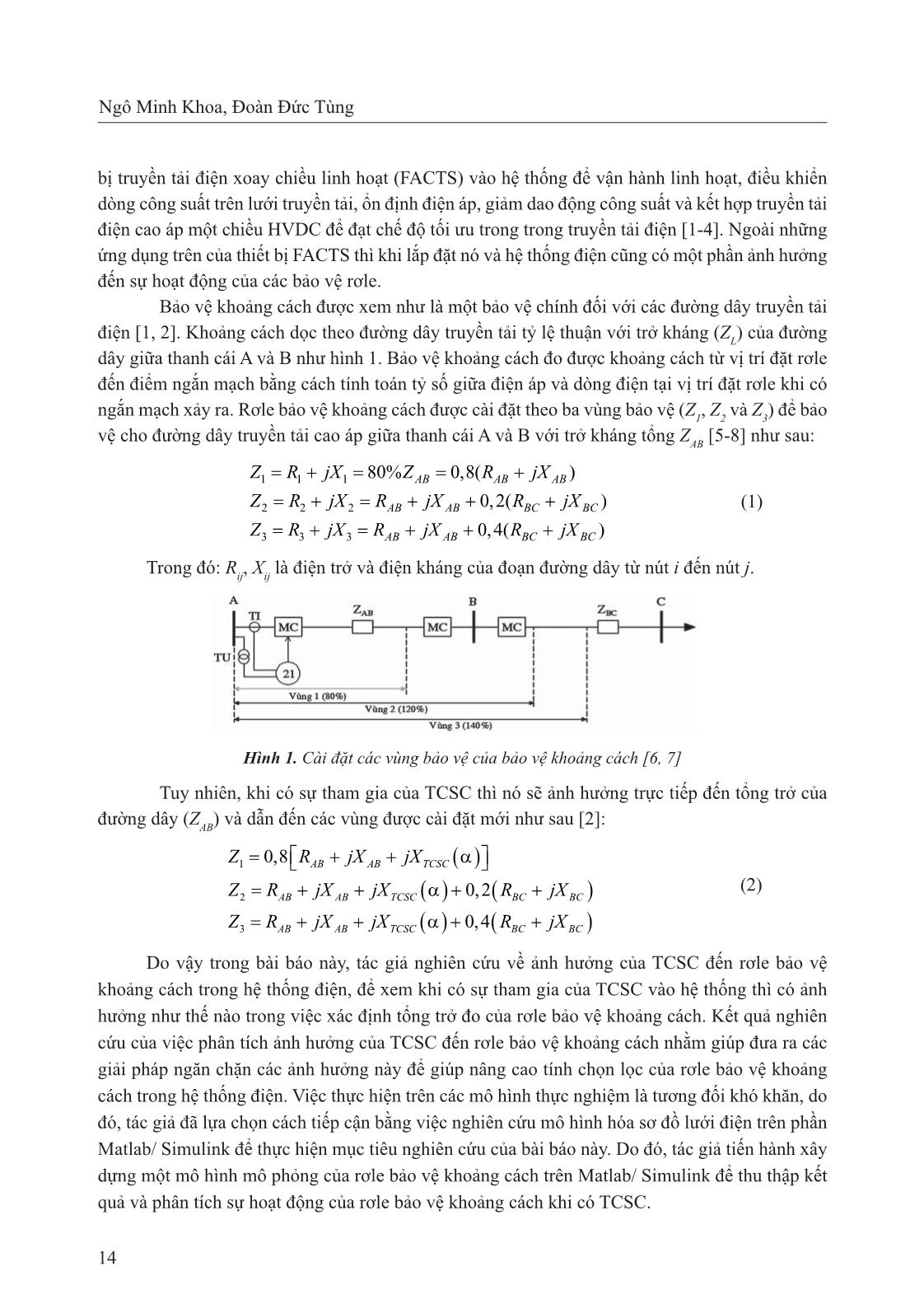 Nghiên cứu ảnh hưởng của thiết bị TCSC đến rơle bảo vệ khoảng cách trên đường dây truyền tải điện năng trang 2