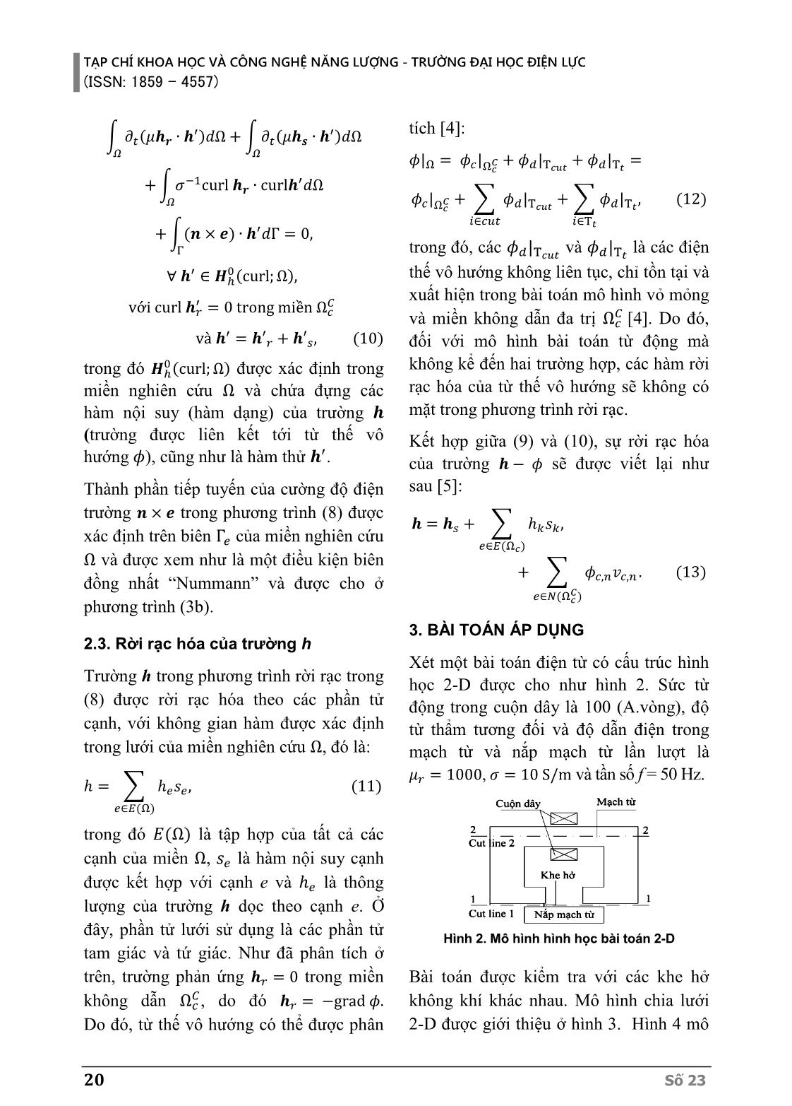Nghiên cứu công thức vector cường độ từ trường để tính toán sự phân bố của từ thông tản và dòng điện foucault trong bài toán điện động bằng phương pháp phần tử hữu hạn trang 4