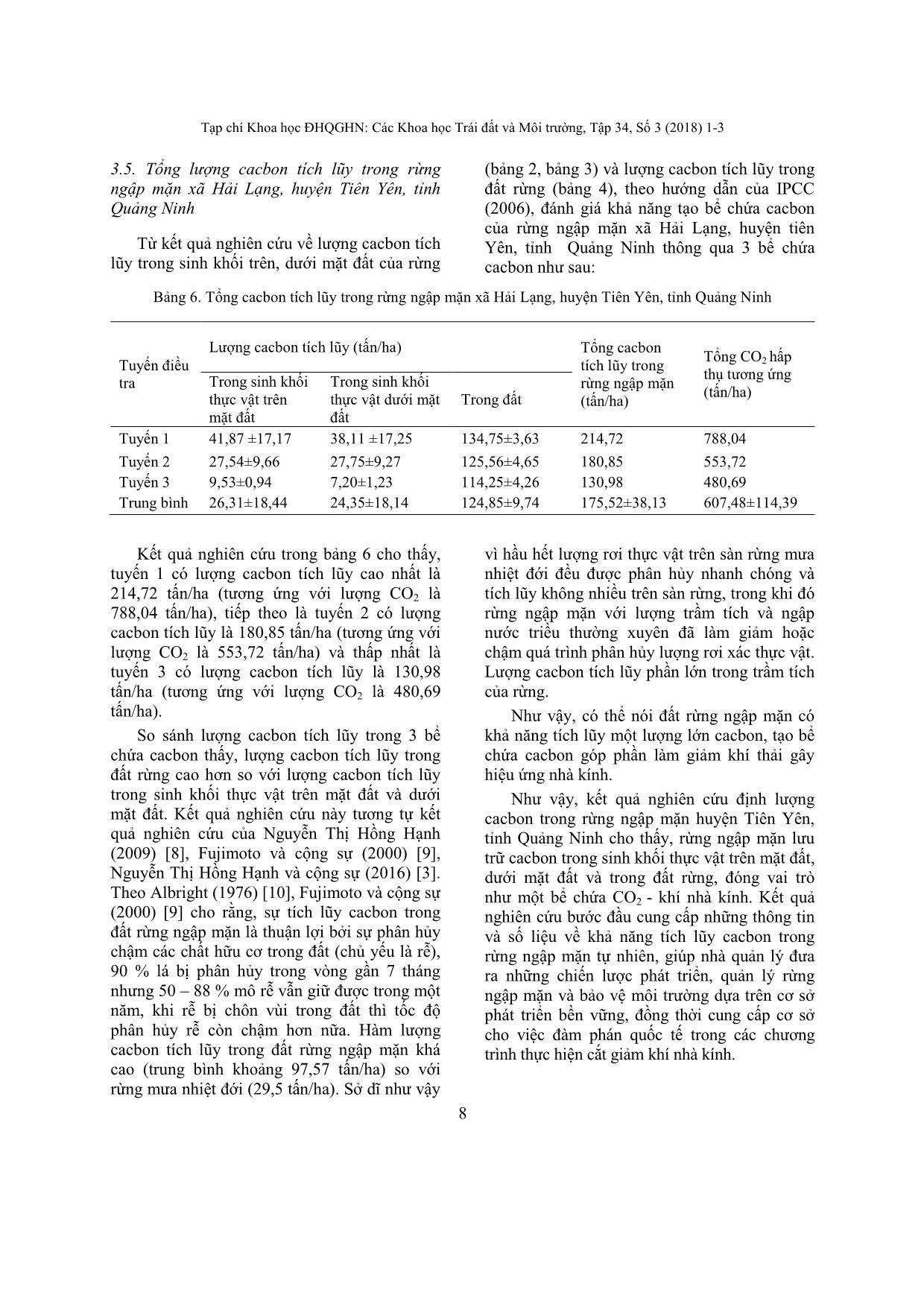 Nghiên cứu định lượng cacbon trong rừng ngập mặn ven biển xã Hải Lạng, huyện Tiên Yên, tỉnh Quảng Ninh trang 8
