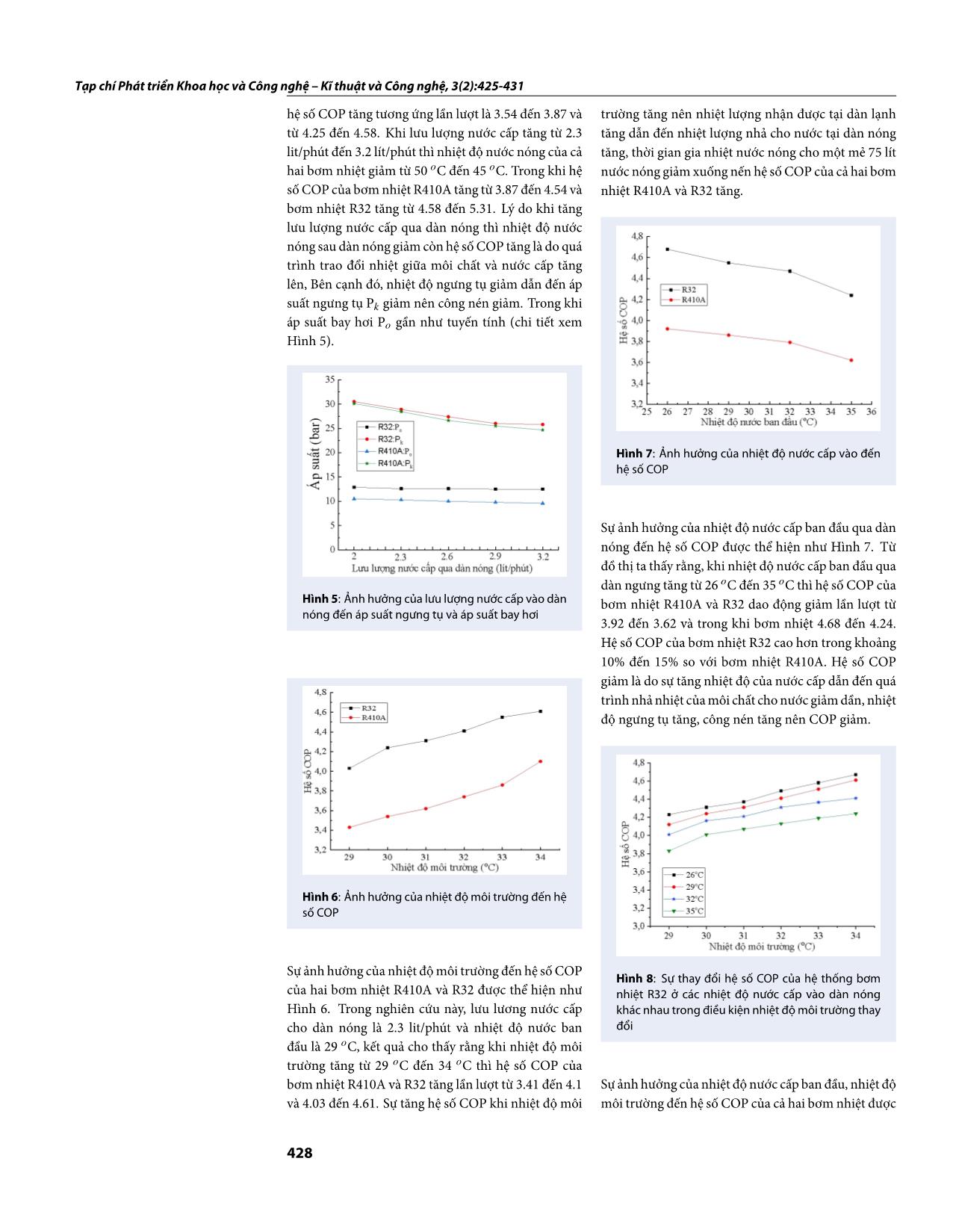 Nghiên cứu thực nghiệm đánh giá hệ số COP của bơm nhiệt cấp nước nóng công suất nhỏ dùng môi chất R32 và R410A trang 4