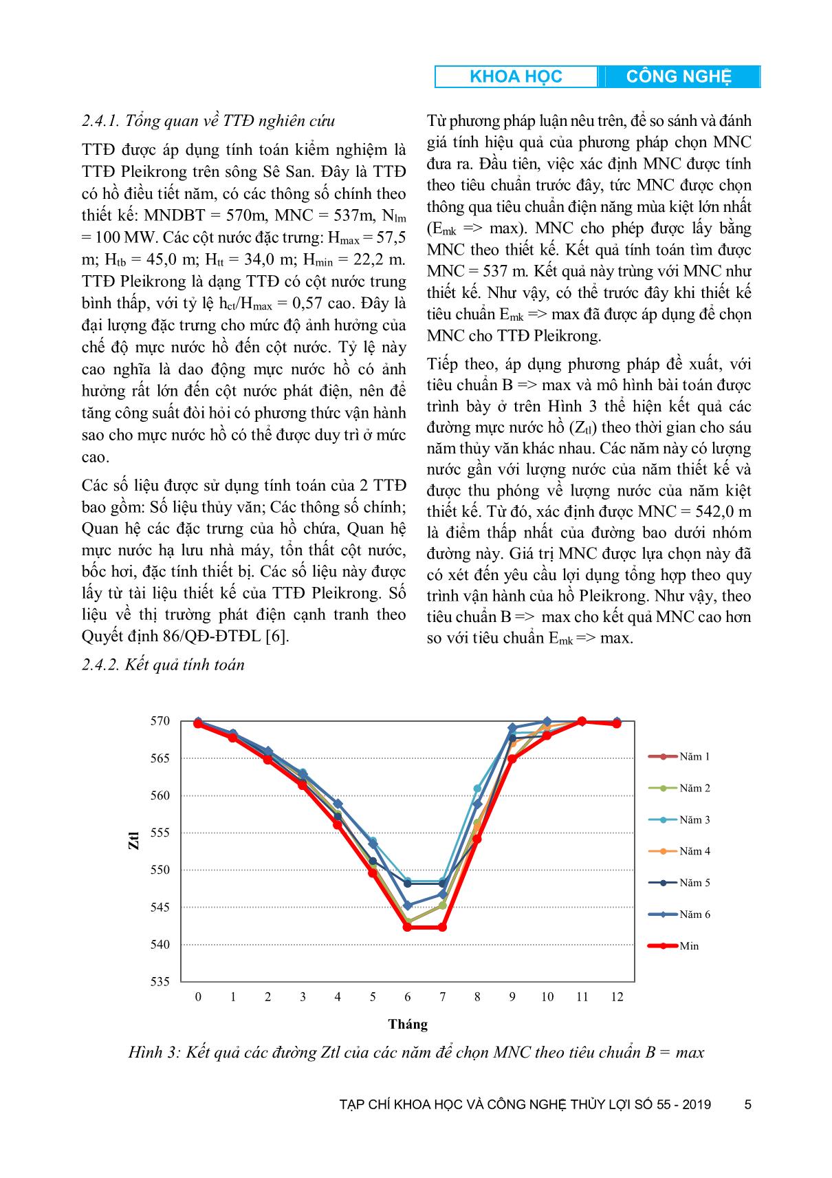 Nghiên cứu tiêu chuẩn chọn mực nước chết cho trạm thủy điện khi tham gia thị trường điện trang 5