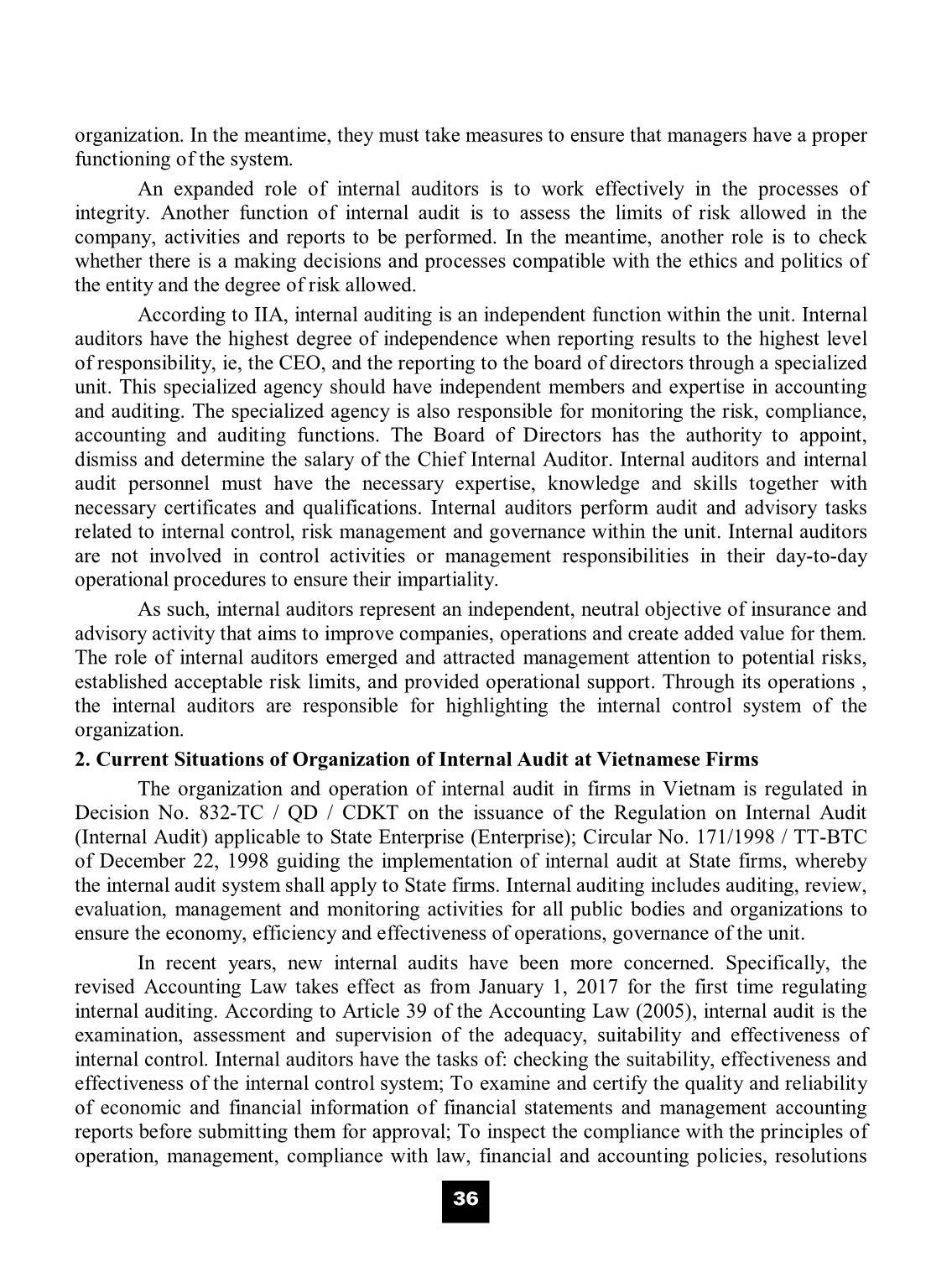 Organization and internal auditing activities in Vietnamese firms: Situations and solutions trang 2