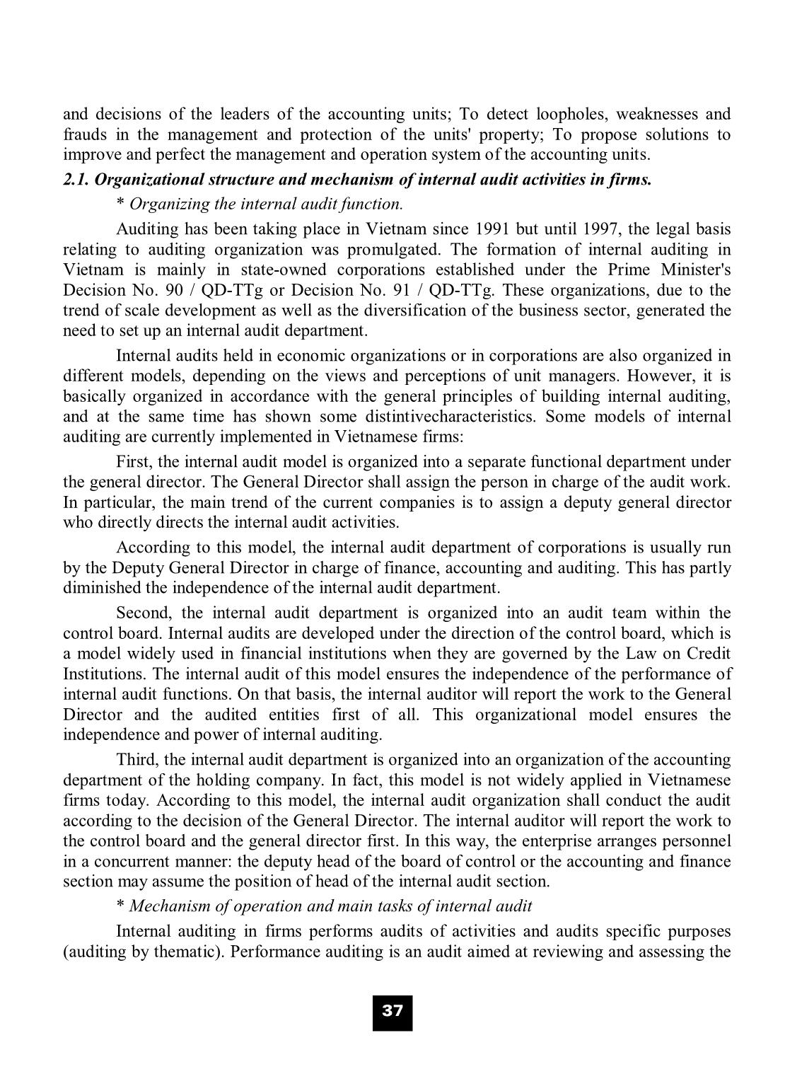 Organization and internal auditing activities in Vietnamese firms: Situations and solutions trang 3