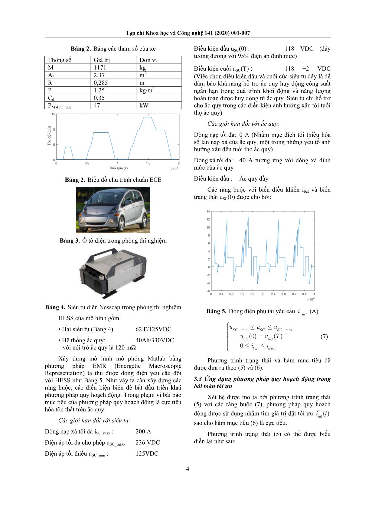 Quản lý năng lượng cho ô tô điện theo hướng tối tiểu hóa tổn thất trên ắc quy bằng phương pháp quy hoạch động trang 4